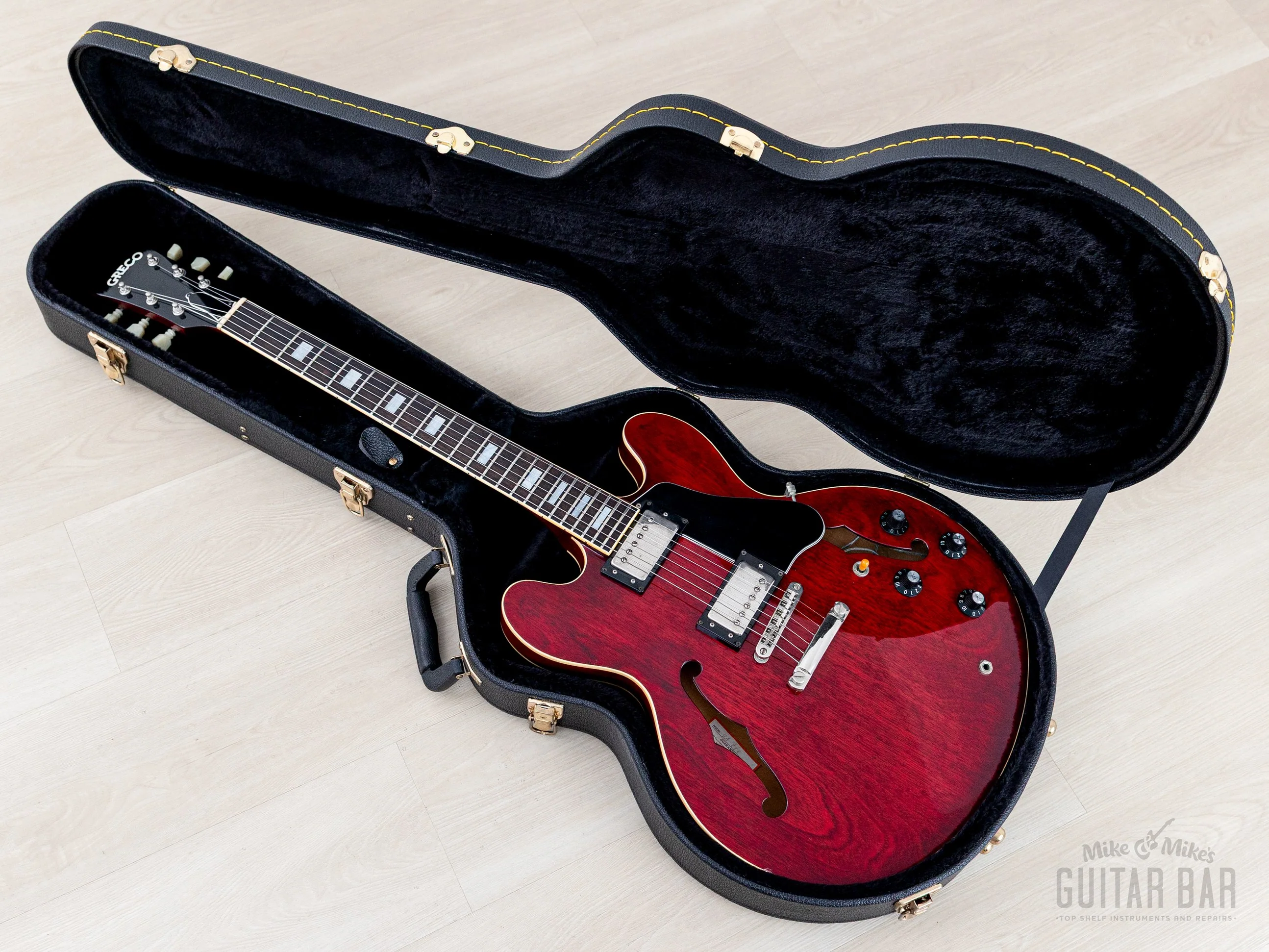 1979 Greco SA-550 Vintage ES Guitar Cherry, Near-Mint w/ Maxon U-1000 & Case, Japan Fujigen - Image 17