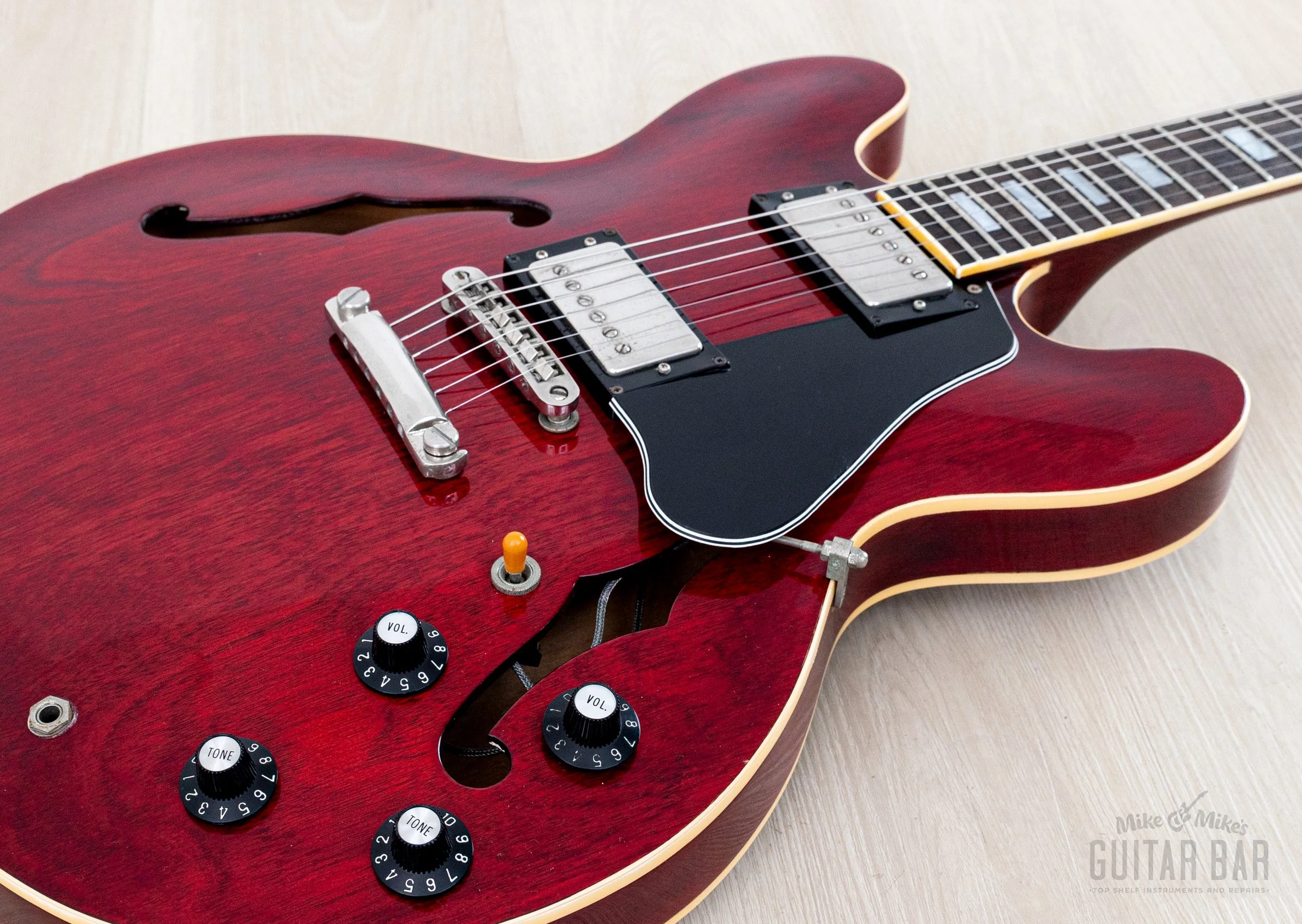 1979 Greco SA-550 Vintage ES Guitar Cherry, Near-Mint w/ Maxon U-1000 & Case, Japan Fujigen - Image 7
