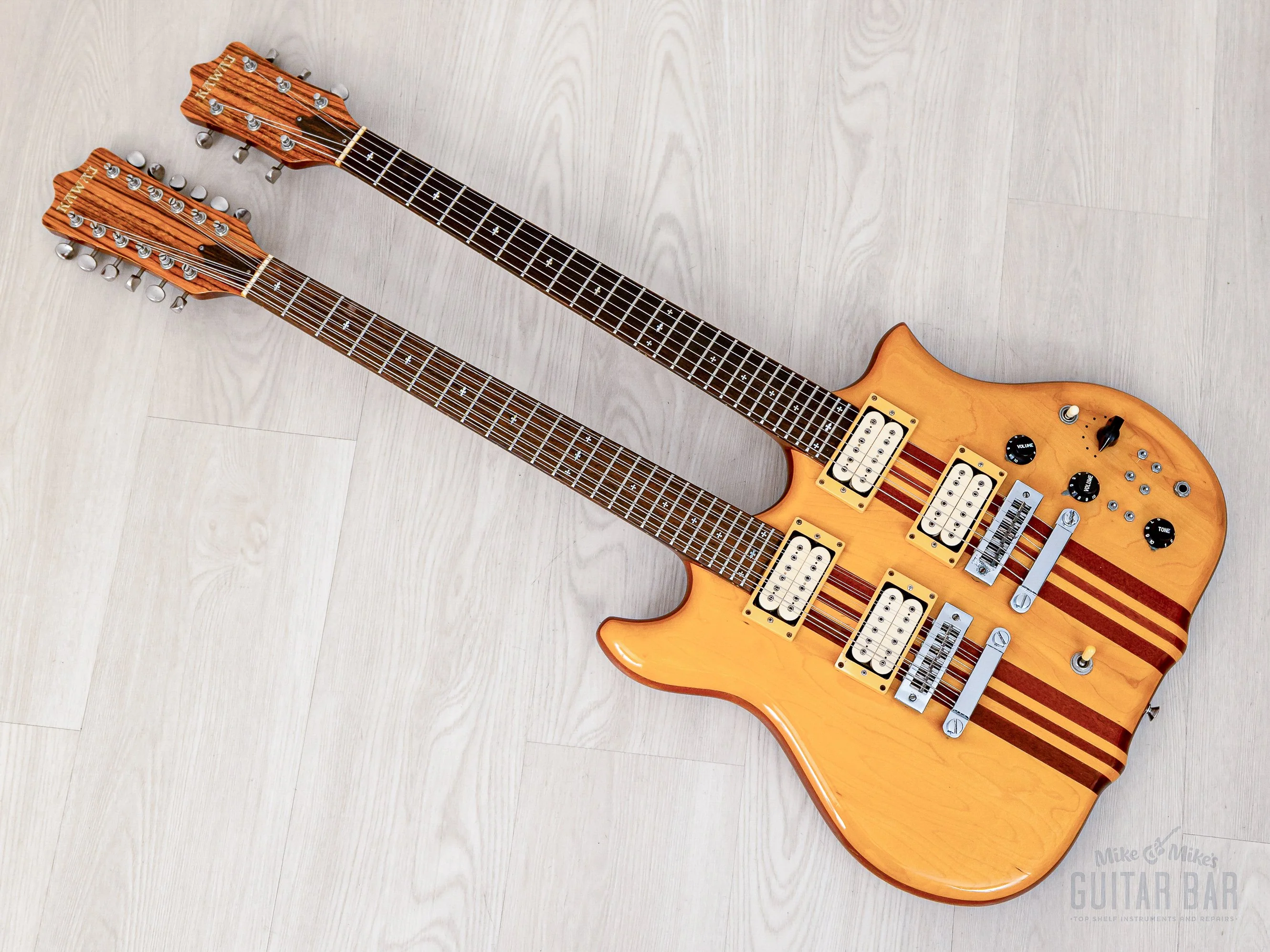 1979 Kawai F-1 Double Neck Vintage Guitar Natural, Neck Through w/ Case - Image 11