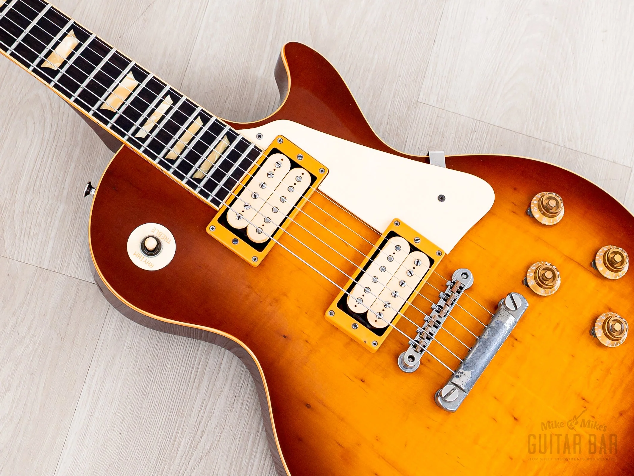 1980 Tokai Reborn Old Love Rock LS120 Original Burst w/ Lifton-Style Case, Double Cream DiMarzio PAF - Image 7