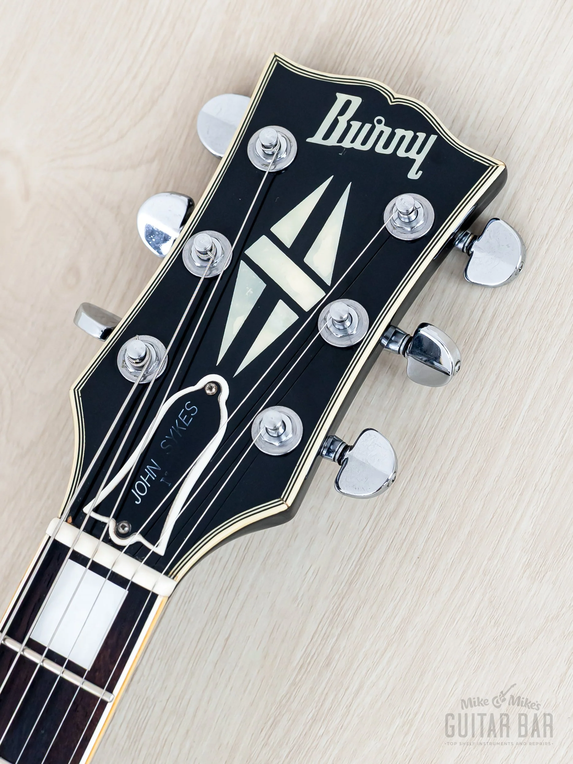 1980s Burny John Sykes LC-70JS Black Beauty Custom Vintage Guitar w/ Mono Case, Fernandes Japan - Image 4