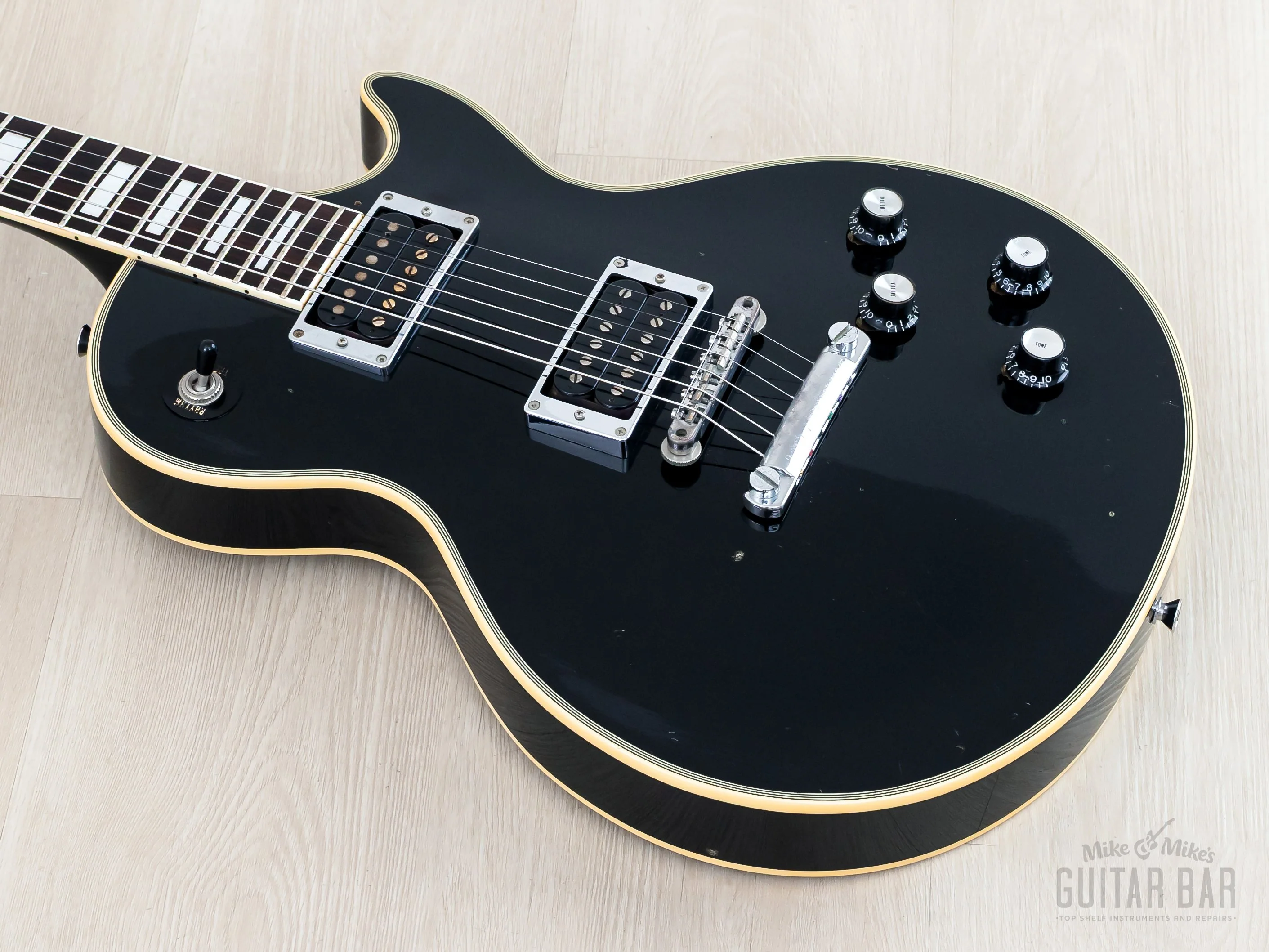 1980s Burny John Sykes LC-70JS Black Beauty Custom Vintage Guitar w/ Mono Case, Fernandes Japan - Image 9