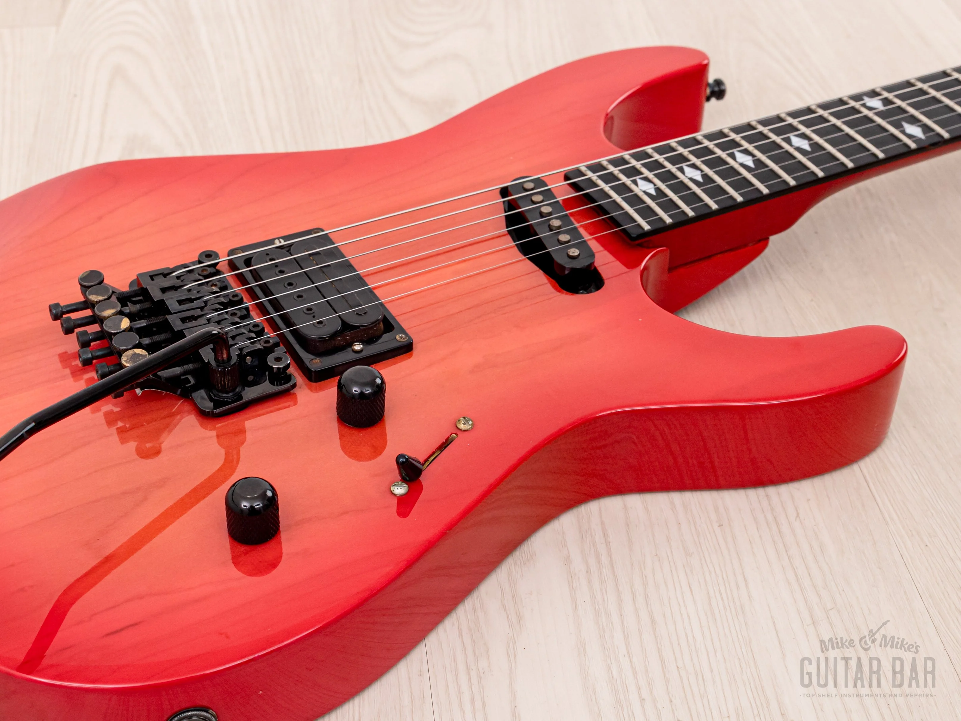 1980s ESP Custom Shop Vintage Superstrat “T. Shibahara” Pink Sunburst w/ Floyd Rose, Dimarzio & Case - Image 6