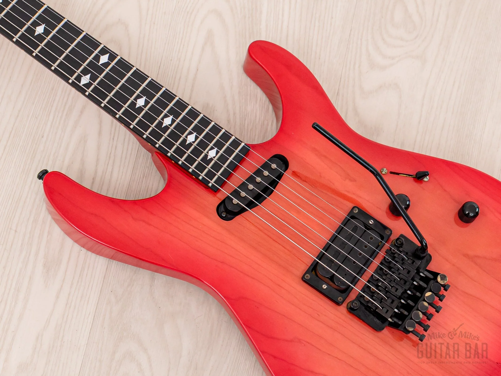 1980s ESP Custom Shop Vintage Superstrat “T. Shibahara” Pink Sunburst w/ Floyd Rose, Dimarzio & Case - Image 7