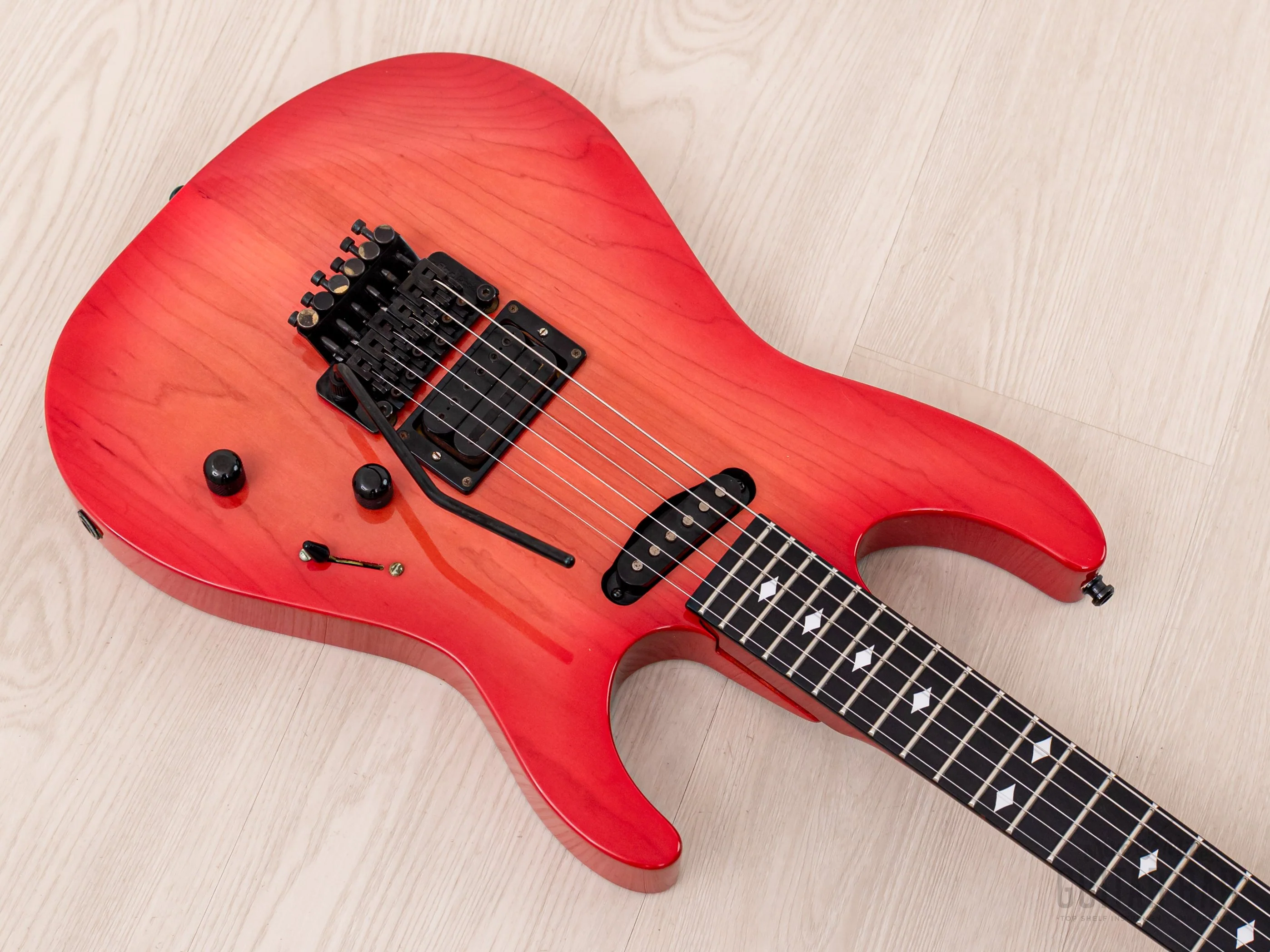 1980s ESP Custom Shop Vintage Superstrat “T. Shibahara” Pink Sunburst w/ Floyd Rose, Dimarzio & Case - Image 9