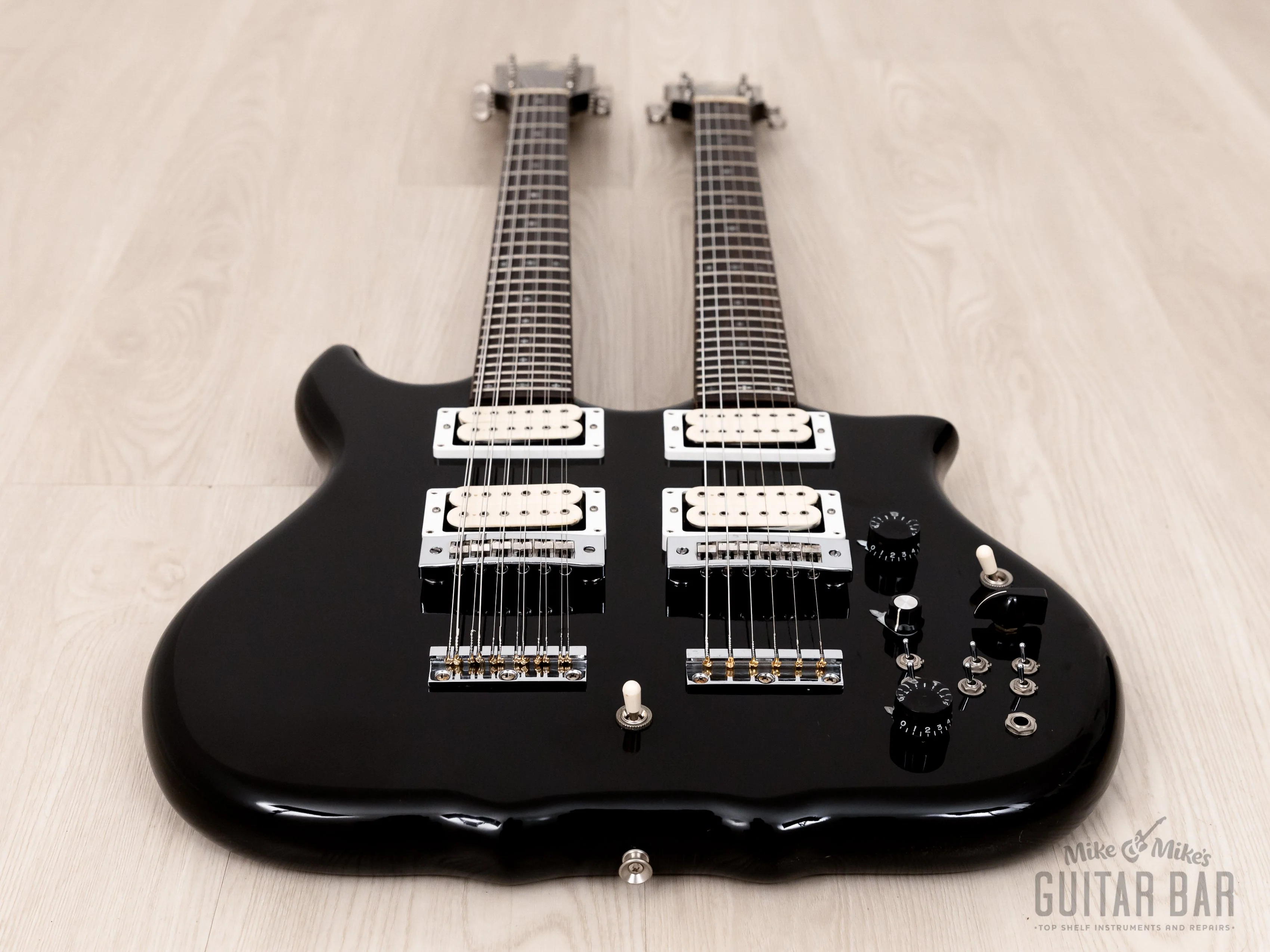 1981 Kawai F-1 Double Neck Vintage Guitar Black Near-Mint w/ Case, Hangtags - Image 10