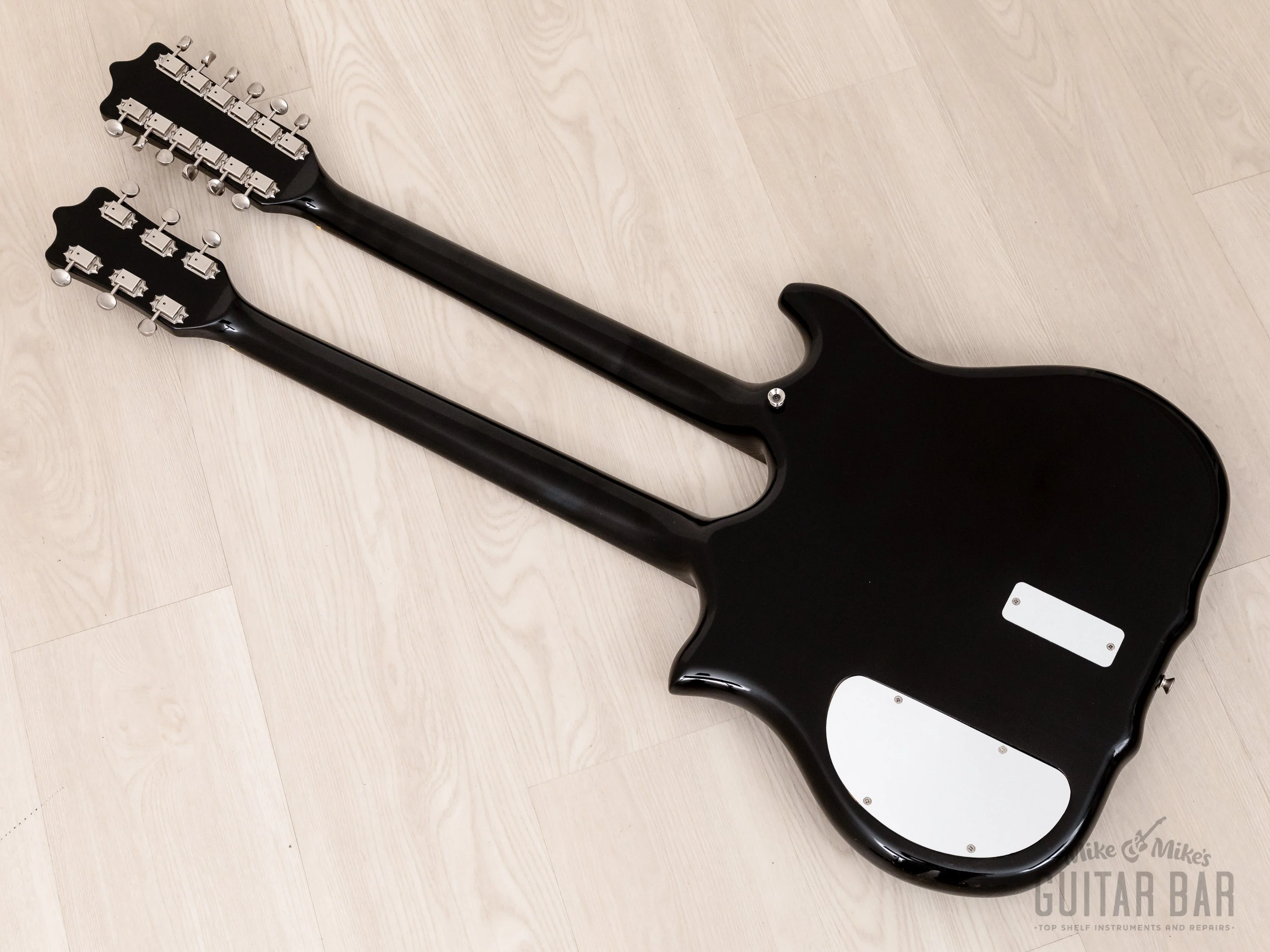 1981 Kawai F-1 Double Neck Vintage Guitar Black Near-Mint w/ Case, Hangtags - Image 12