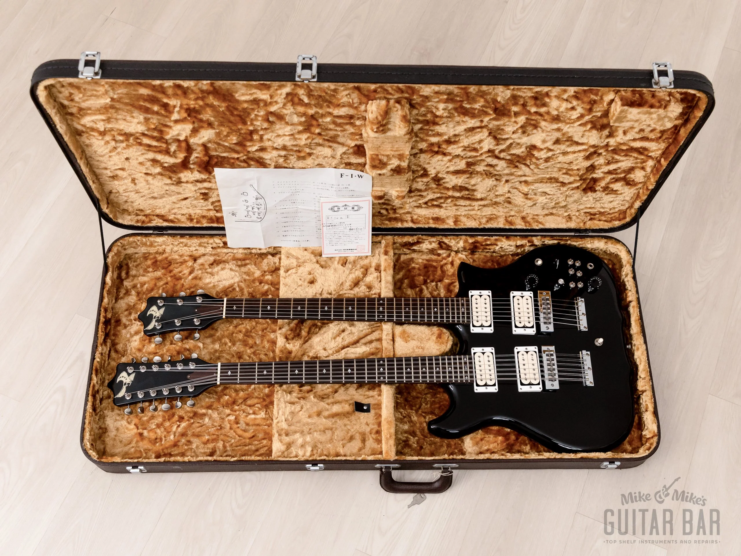 1981 Kawai F-1 Double Neck Vintage Guitar Black Near-Mint w/ Case, Hangtags - Image 17