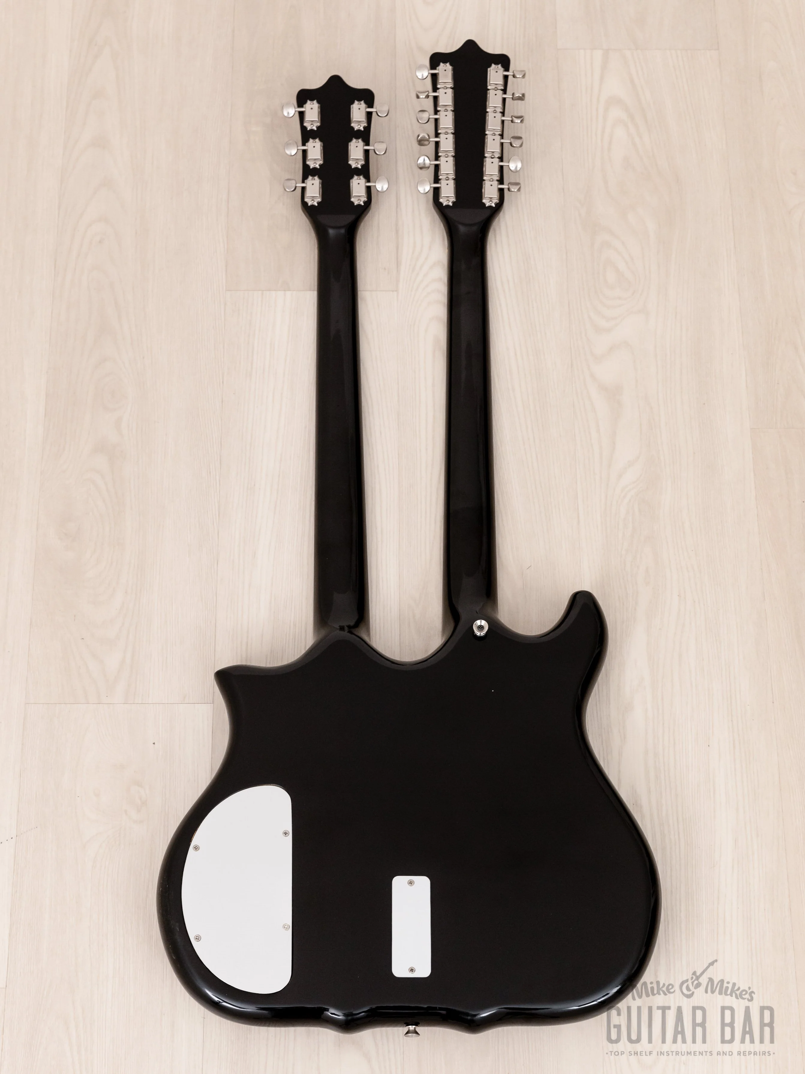 1981 Kawai F-1 Double Neck Vintage Guitar Black Near-Mint w/ Case, Hangtags - Image 3
