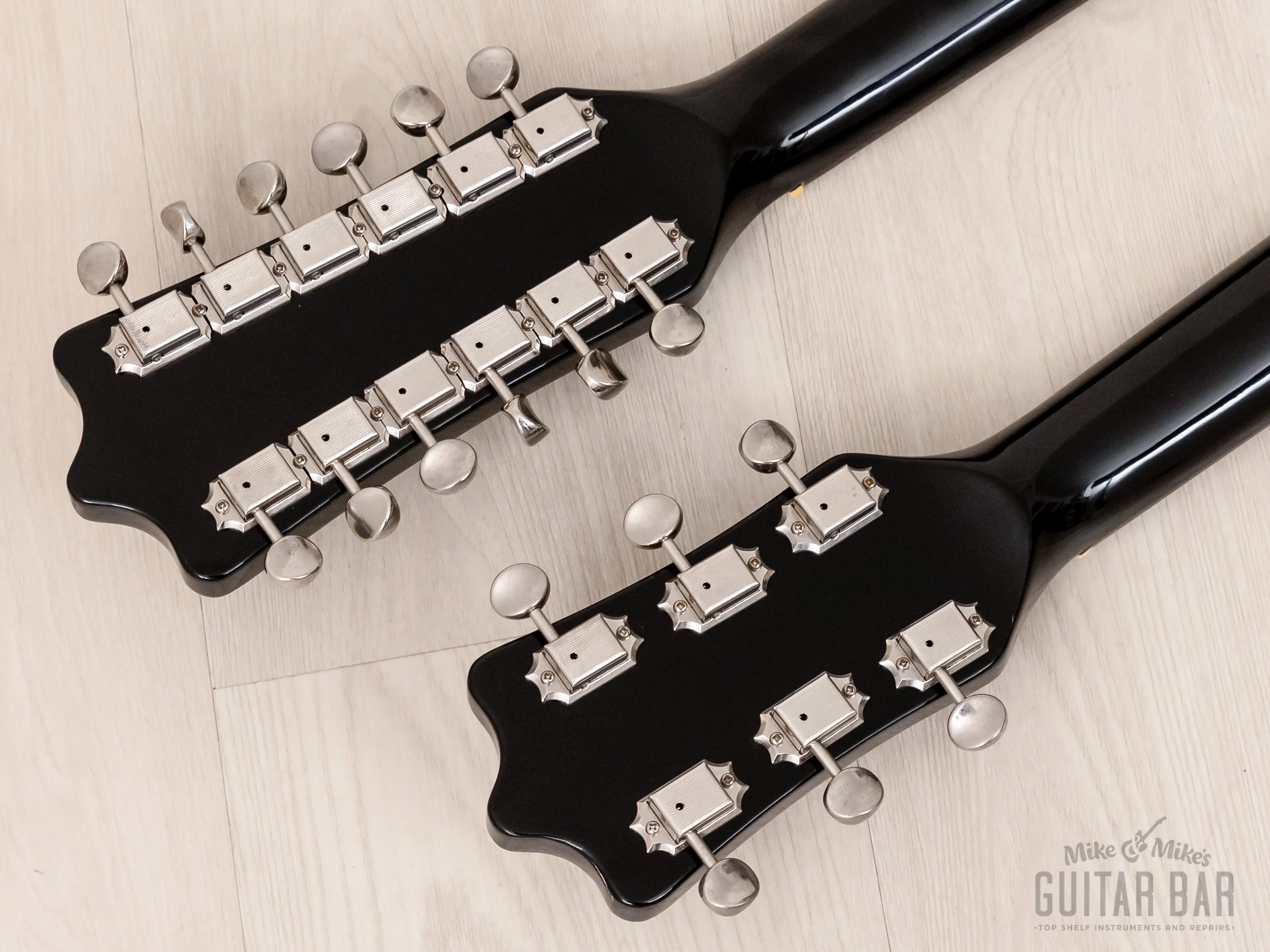 1981 Kawai F-1 Double Neck Vintage Guitar Black Near-Mint w/ Case, Hangtags - Image 5