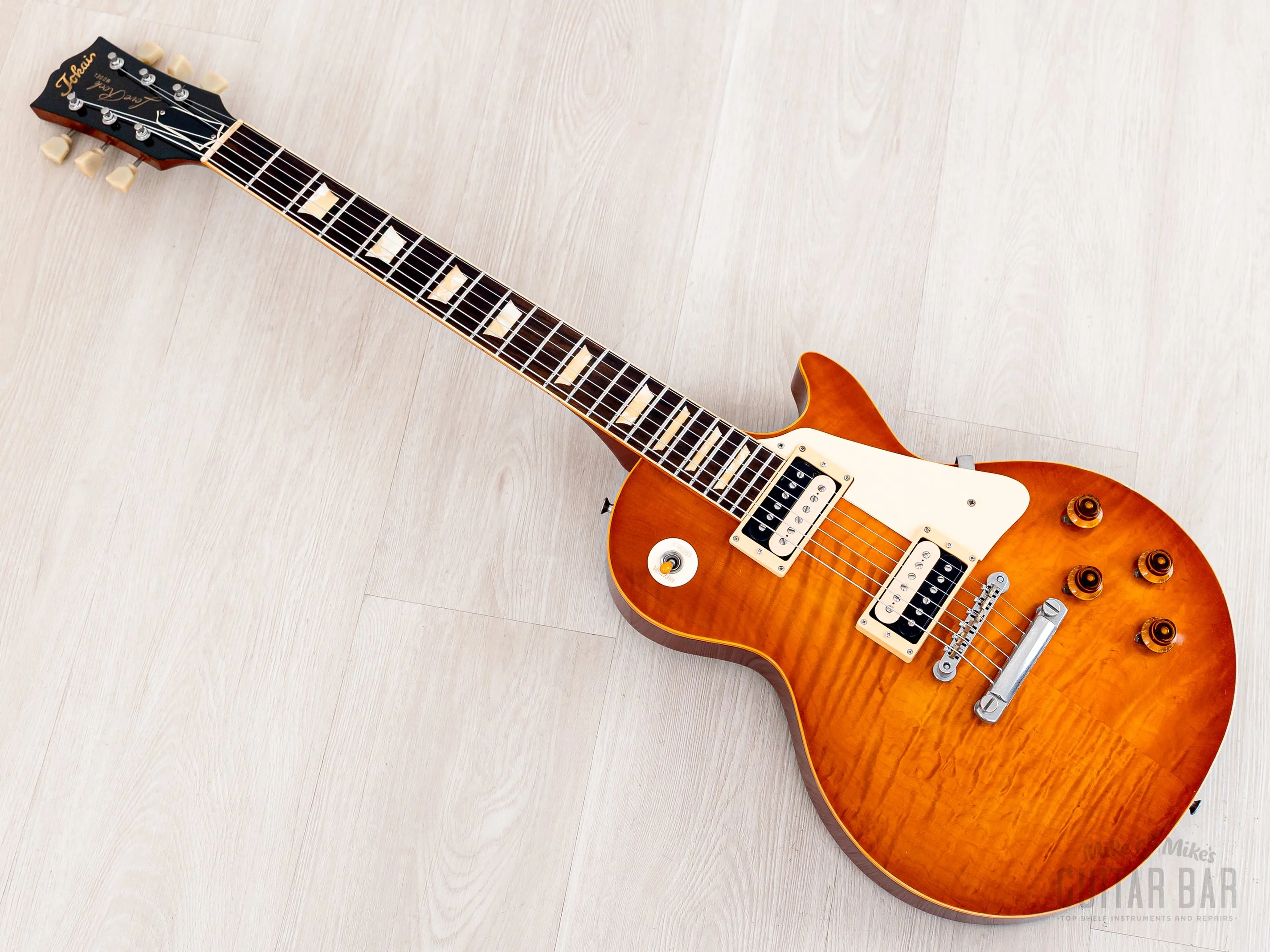 1981 Tokai Love Rock LS-200 Flame Top Burst Vintage Guitar Trans Amber w/ Zebra Goto Humbuckers, Lifton-Style Case - Image 11