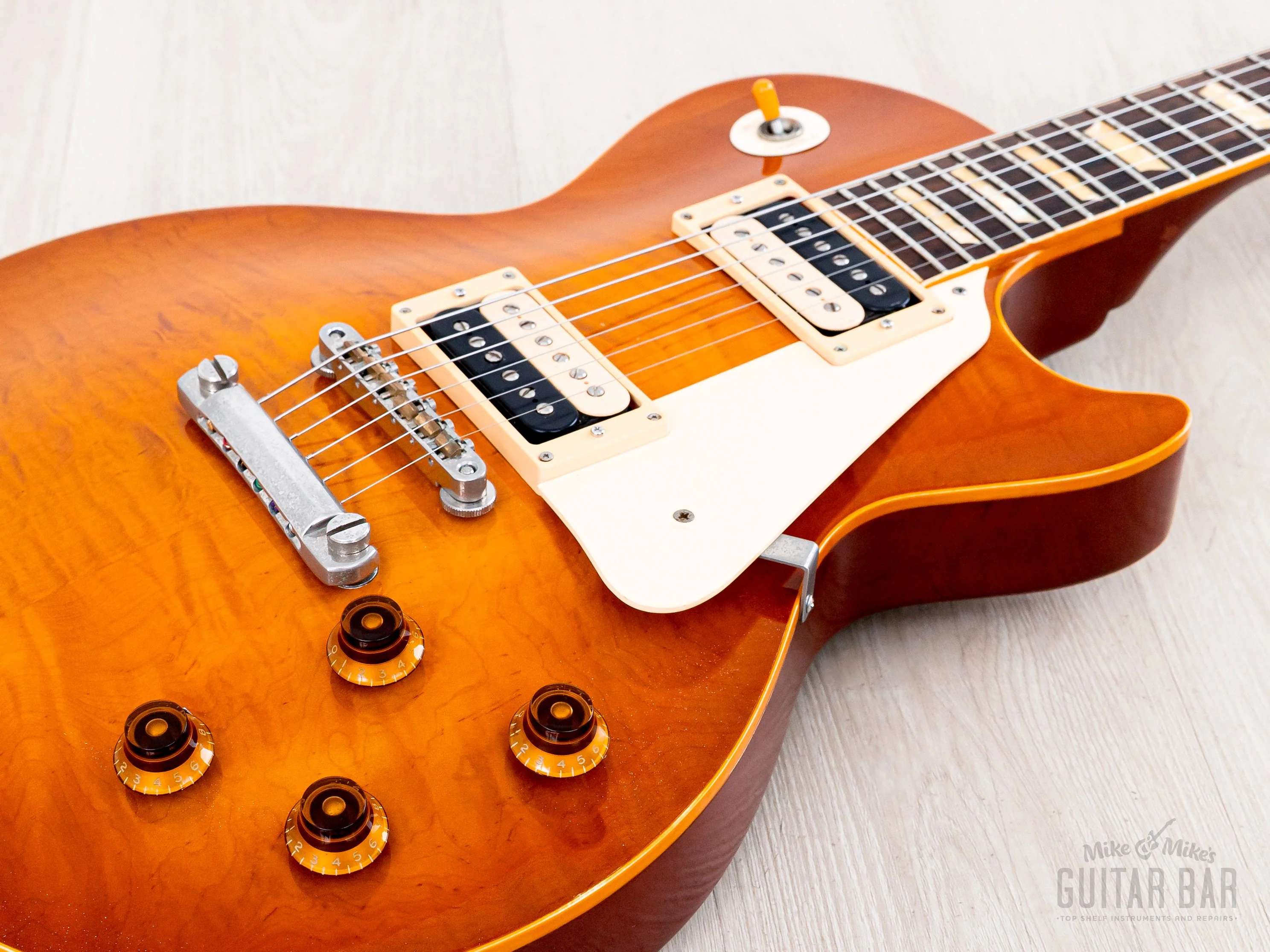 1981 Tokai Love Rock LS-200 Flame Top Burst Vintage Guitar Trans Amber w/ Zebra Goto Humbuckers, Lifton-Style Case - Image 6