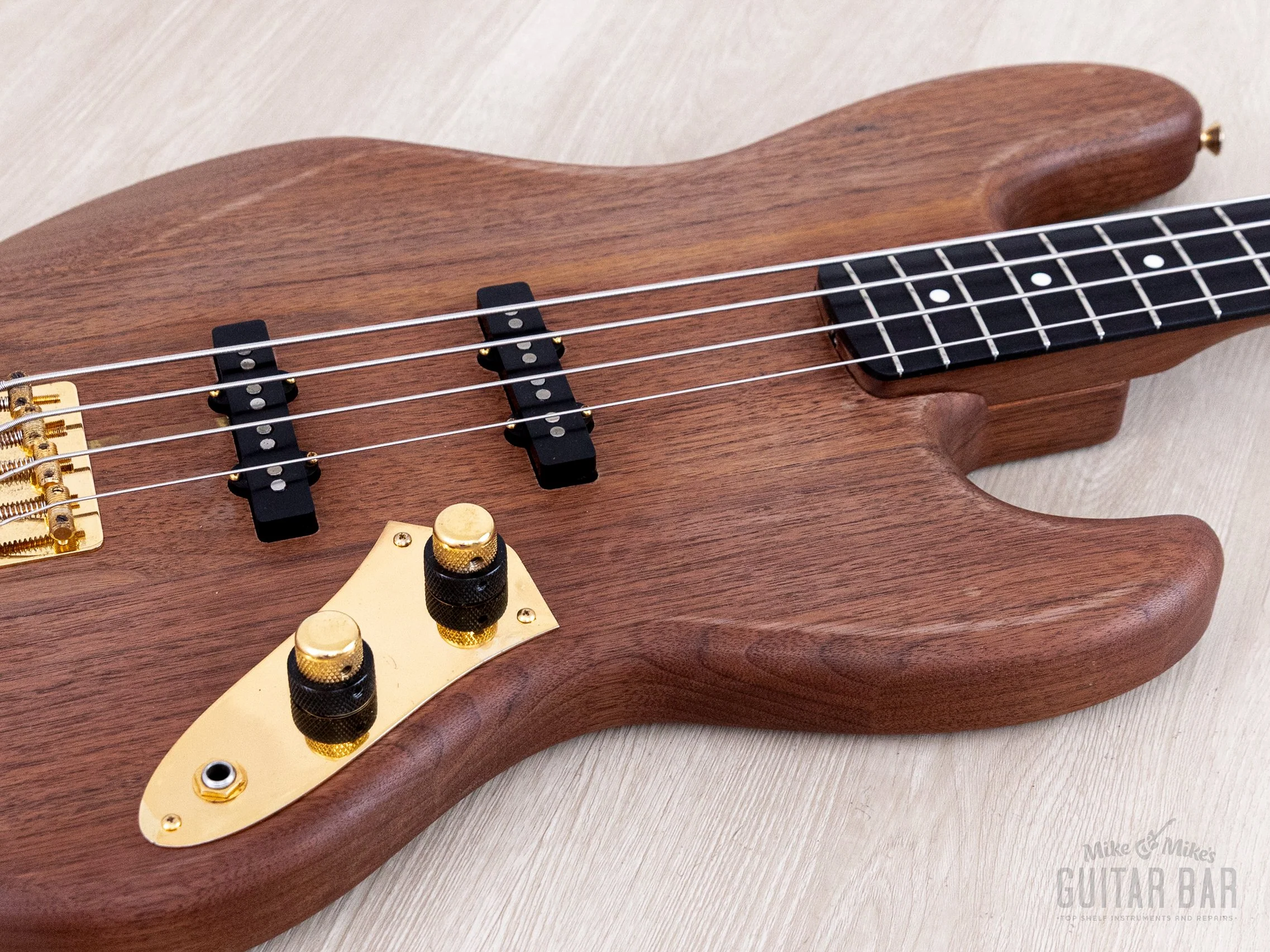 1982 Fender JV Order Made Jazz Bass Walnut + Ebony w/ Gold Hardware, Fullerton USA Pickups, Japan MIJ Fujigen - Image 6