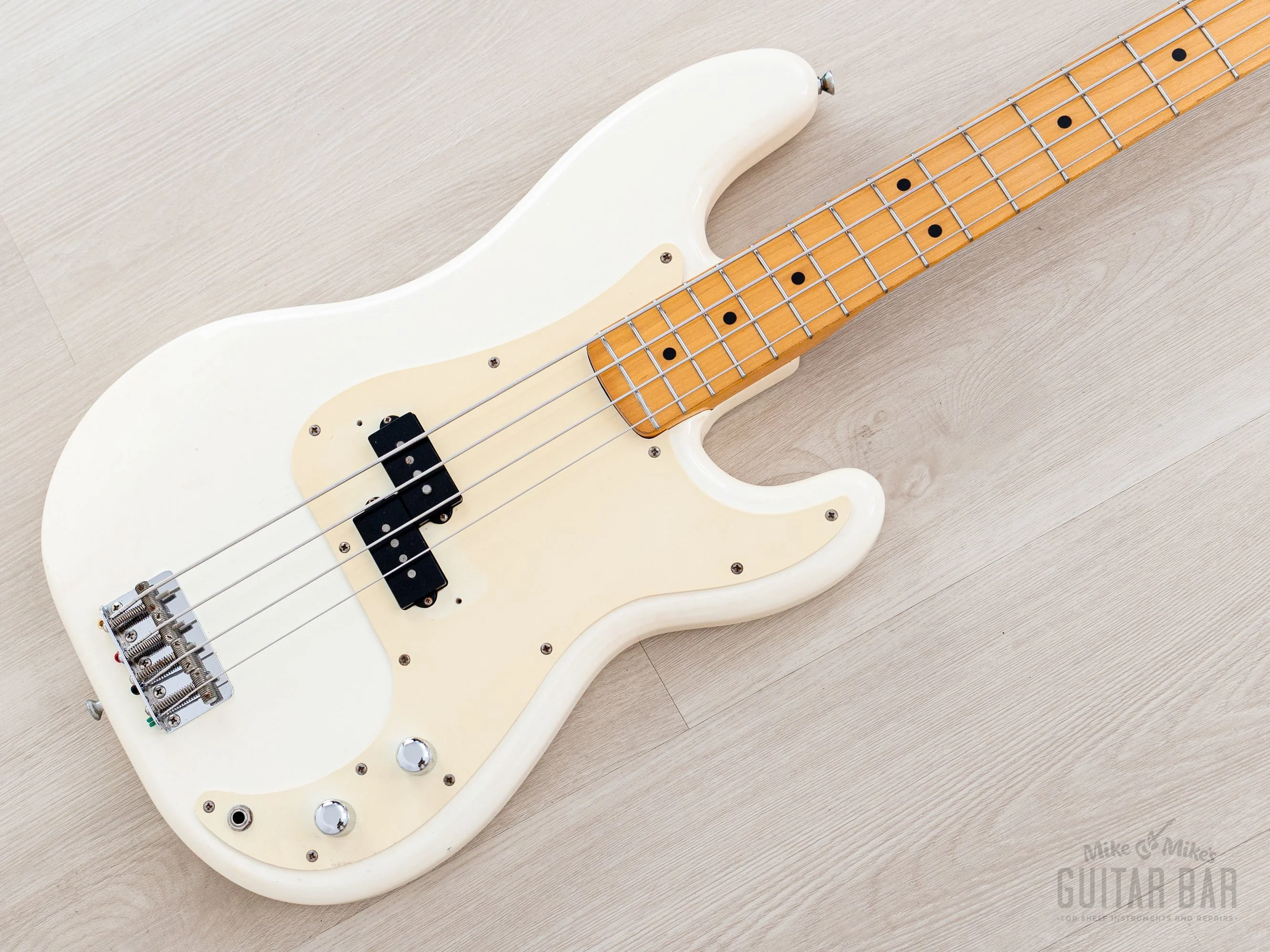 1982 Fender JV Precision Bass ‘57 Vintage Reissue PB57-70 Olympic White Ash Body, Japan MIJ Fujigen