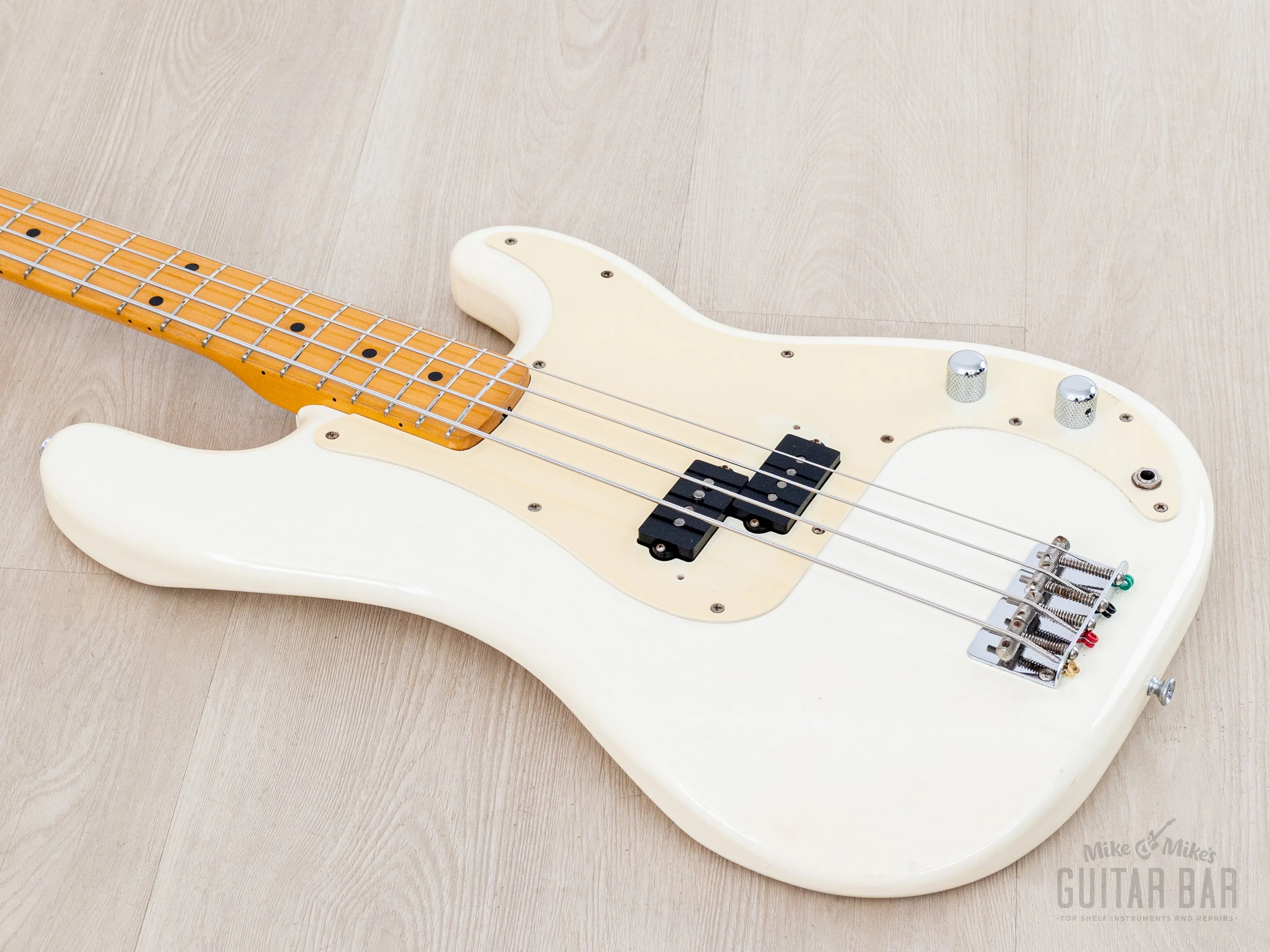 1982 Fender JV Precision Bass ‘57 Vintage Reissue PB57-70 Olympic White Ash Body, Japan MIJ Fujigen - Image 10