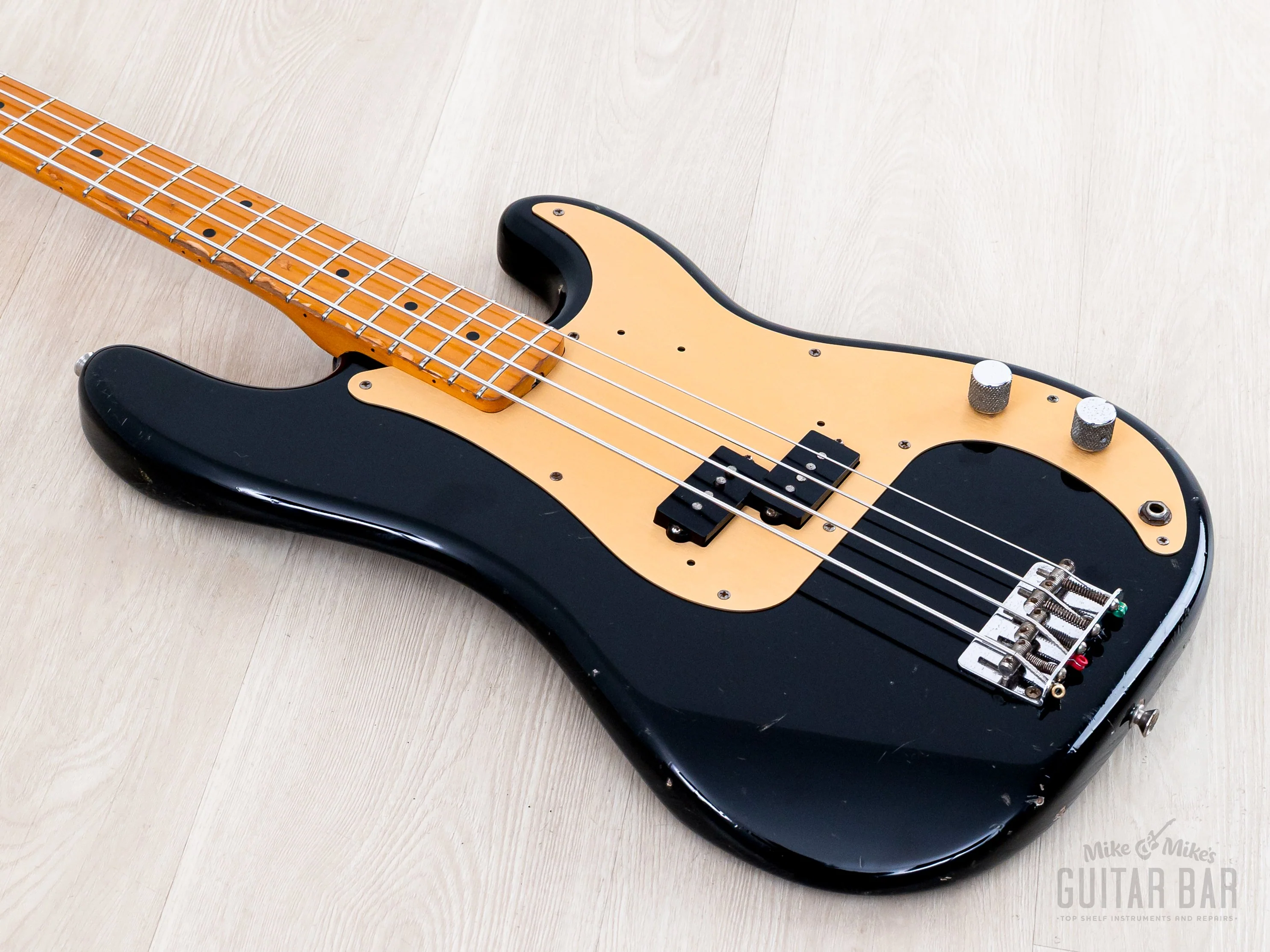 1983 Fender Precision Bass ‘57 Vintage Reissue PB57-95 Black Lacquer w/ USA Fullerton Pickup, Japan MIJ Fujigen - Image 10