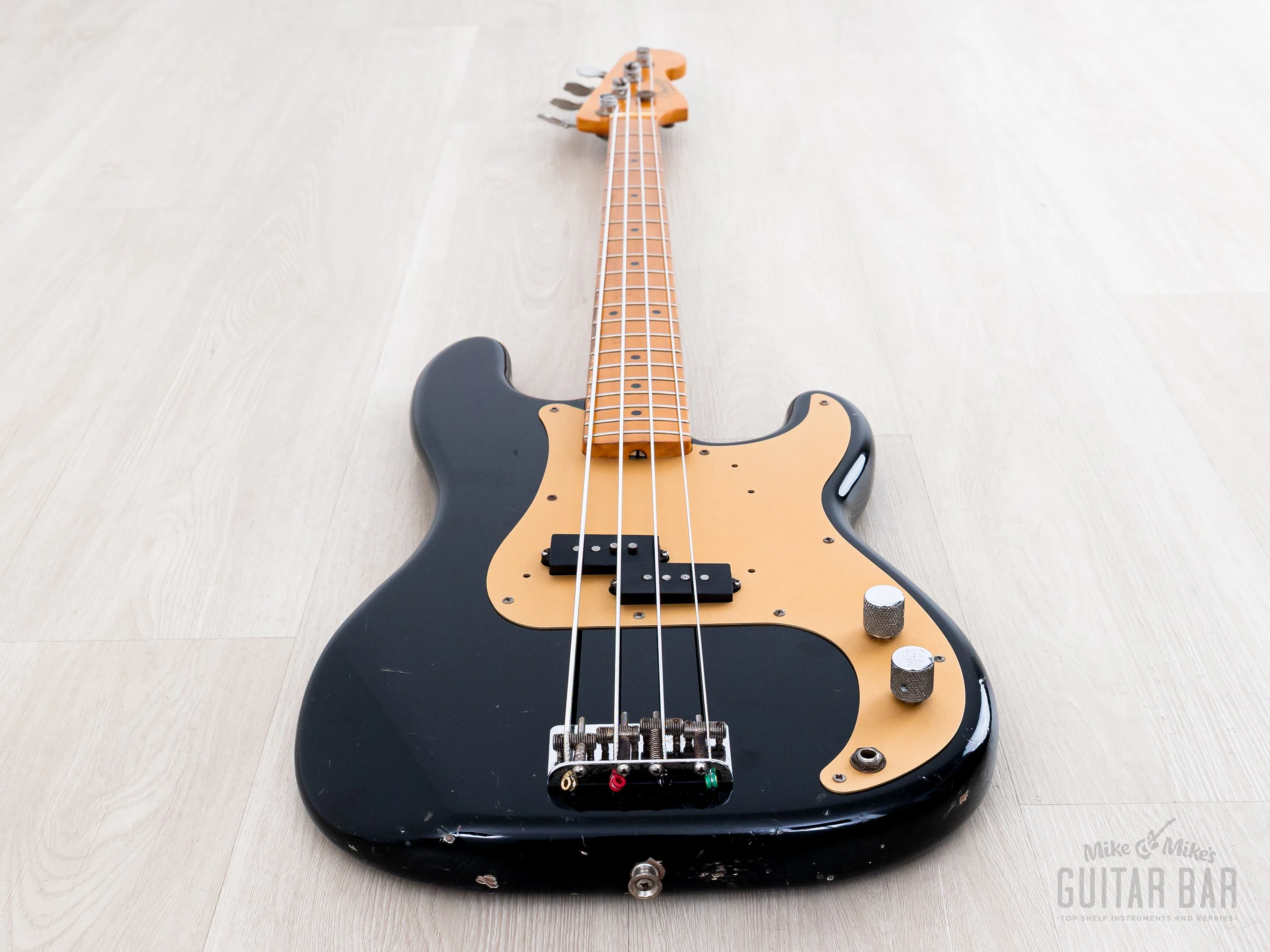 1983 Fender Precision Bass ‘57 Vintage Reissue PB57-95 Black Lacquer w/ USA Fullerton Pickup, Japan MIJ Fujigen - Image 11