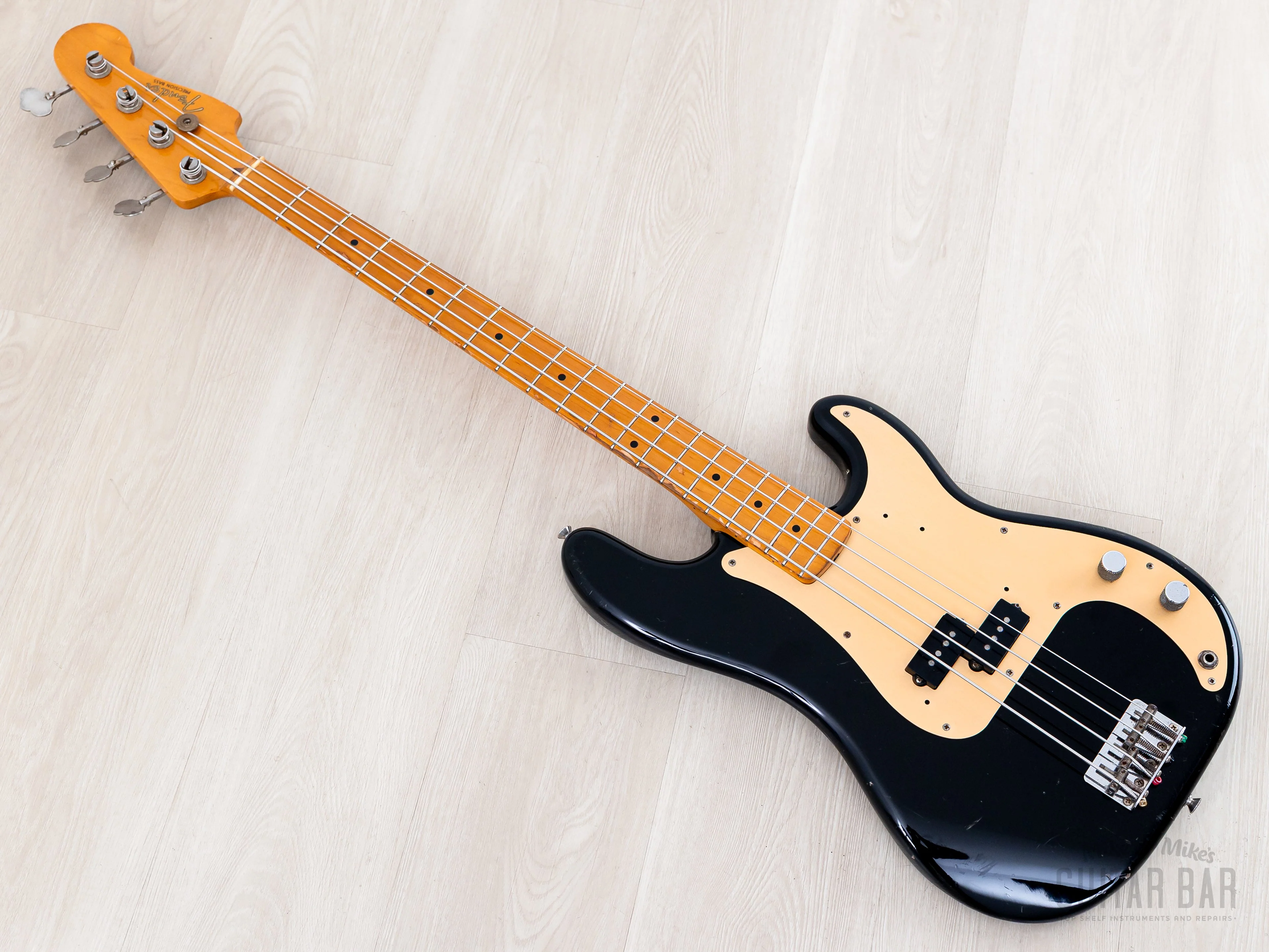 1983 Fender Precision Bass ‘57 Vintage Reissue PB57-95 Black Lacquer w/ USA Fullerton Pickup, Japan MIJ Fujigen - Image 12