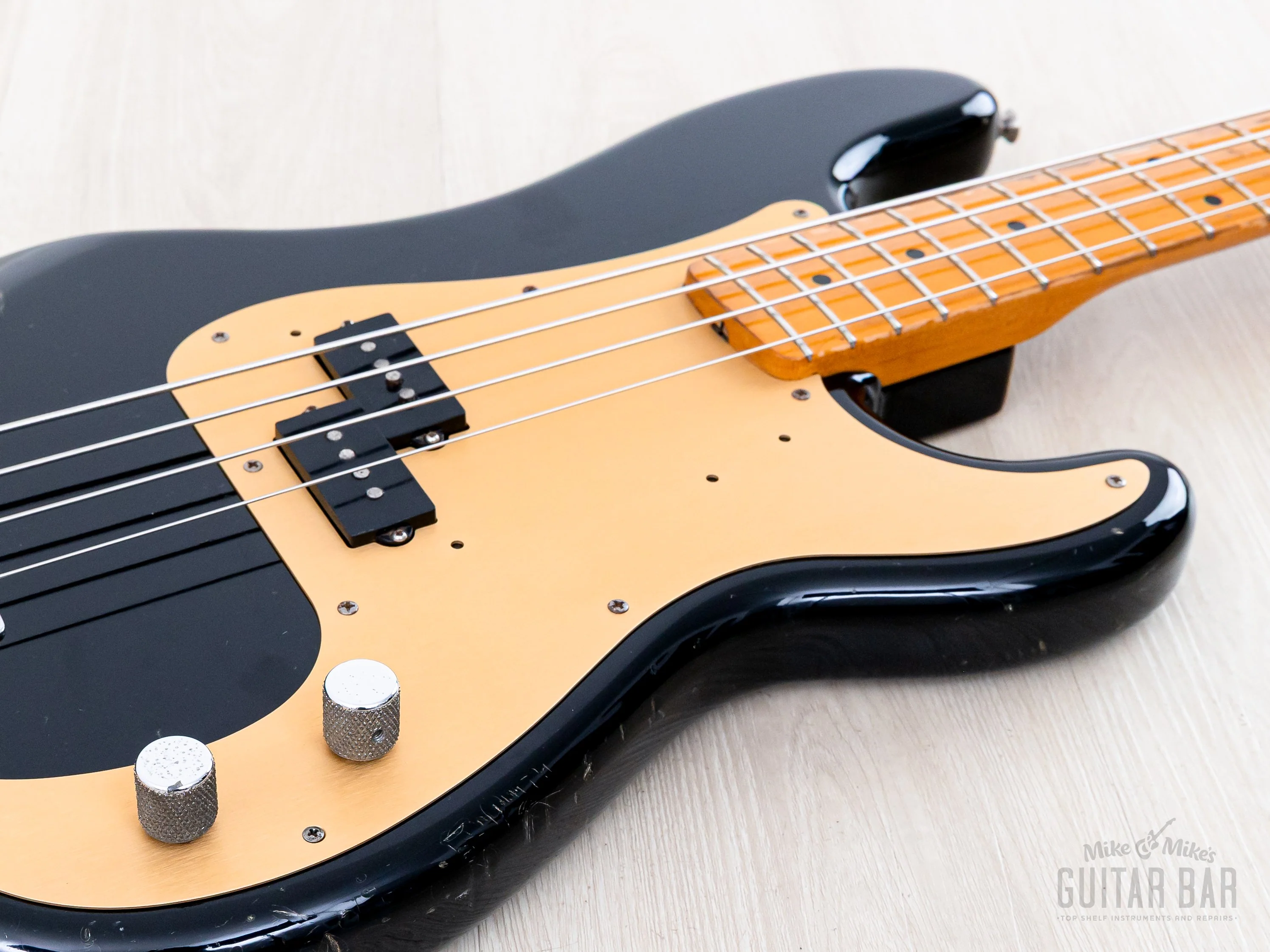 1983 Fender Precision Bass ‘57 Vintage Reissue PB57-95 Black Lacquer w/ USA Fullerton Pickup, Japan MIJ Fujigen - Image 6