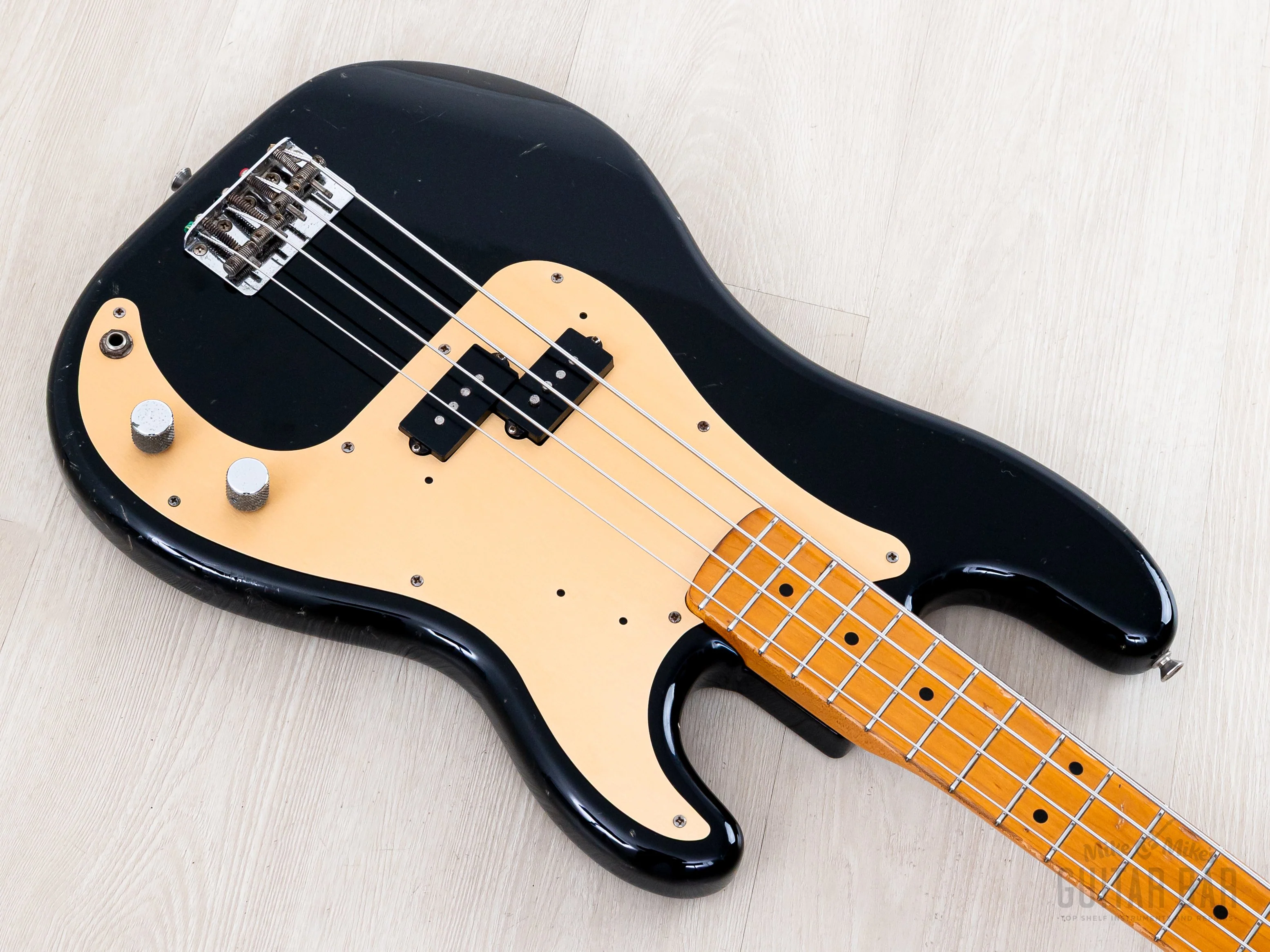 1983 Fender Precision Bass ‘57 Vintage Reissue PB57-95 Black Lacquer w/ USA Fullerton Pickup, Japan MIJ Fujigen - Image 9