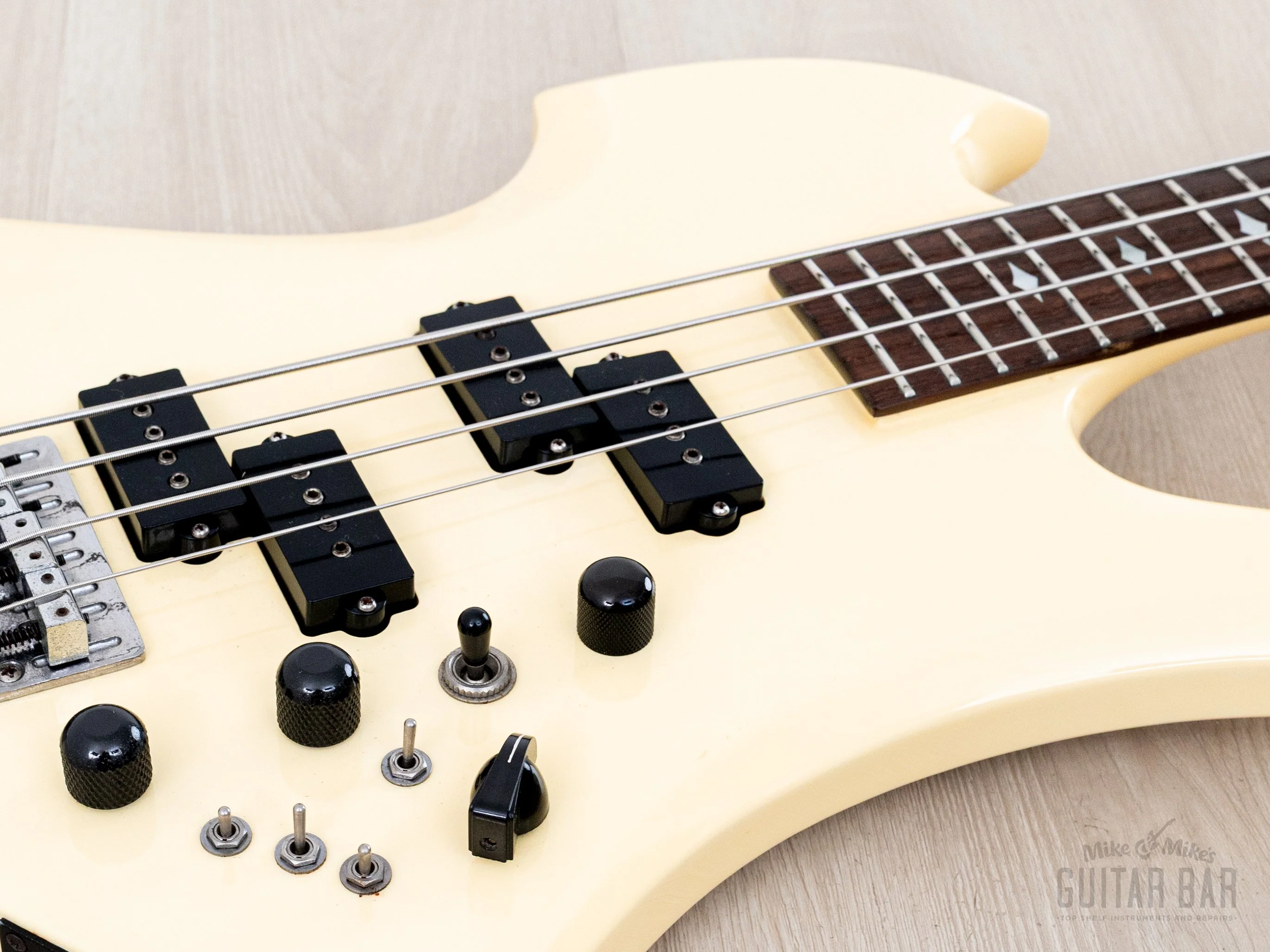 1985 B.C. Rich NJ Series Mockingbird Bass Vintage Neck Through White, Japan - Image 6