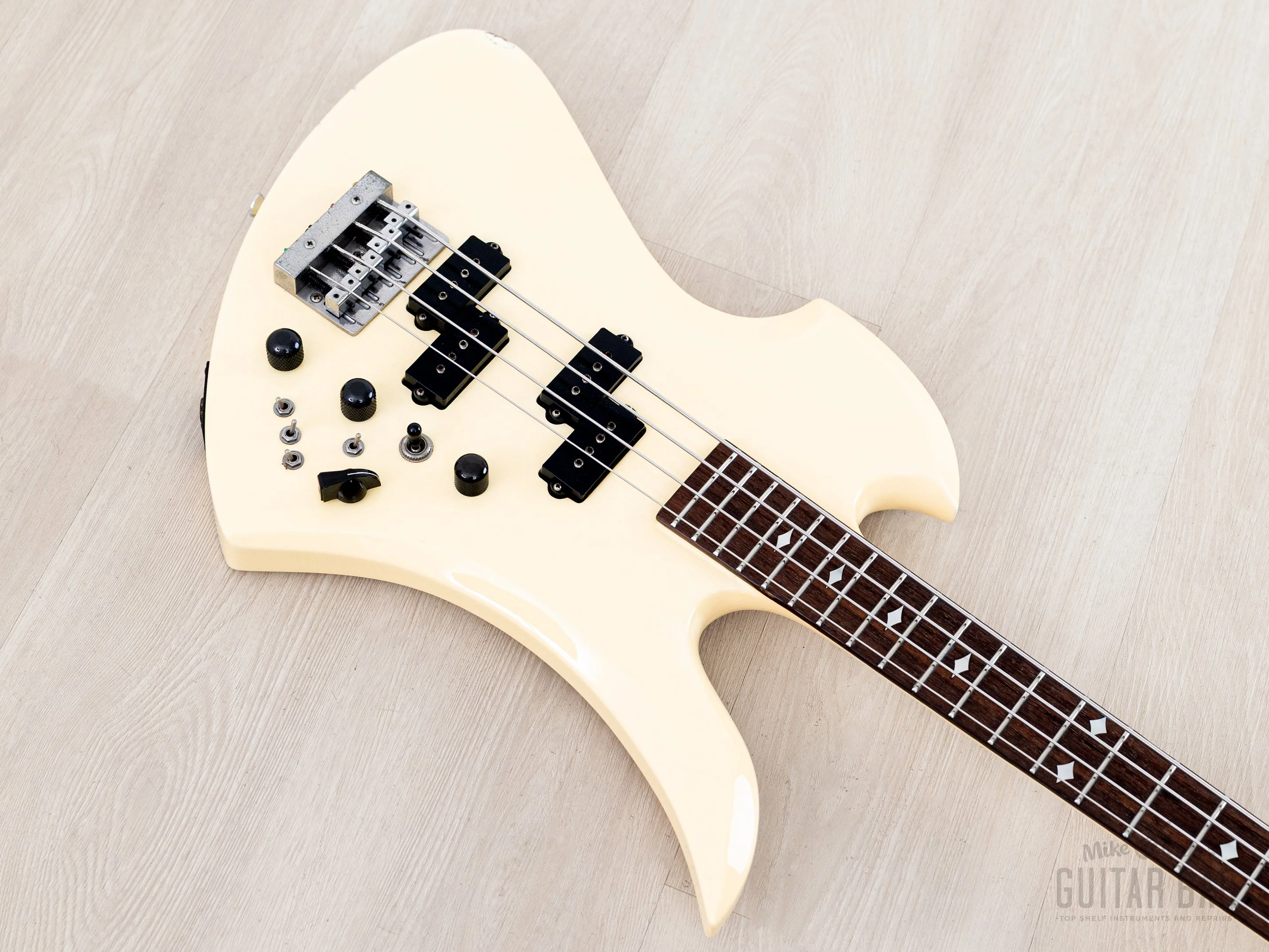 1985 B.C. Rich NJ Series Mockingbird Bass Vintage Neck Through White, Japan - Image 8