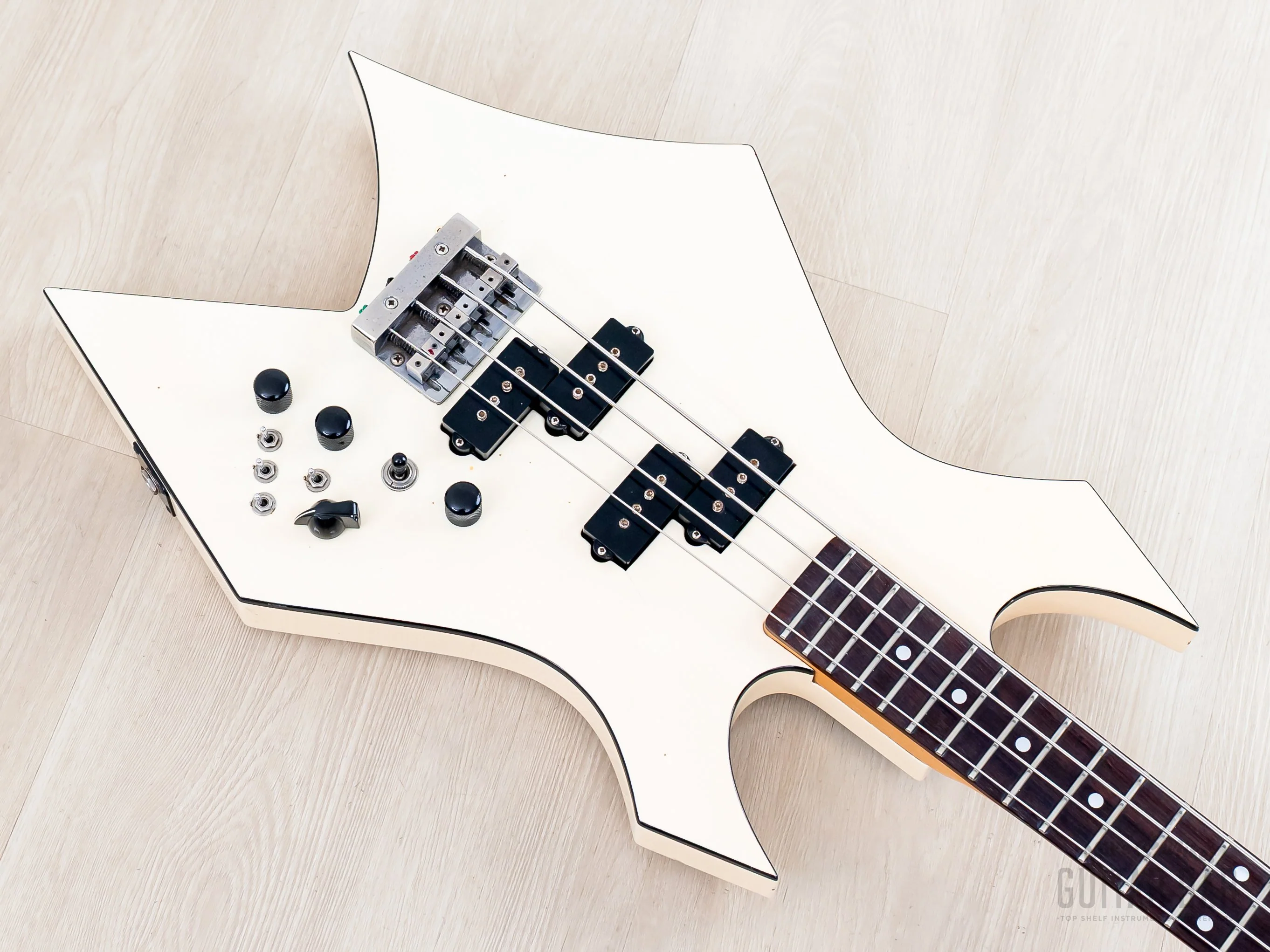 1985 B.C. Rich Warlock Bass NJ Series White Nikki Sixx w/ Active Preamp, Japan - Image 9