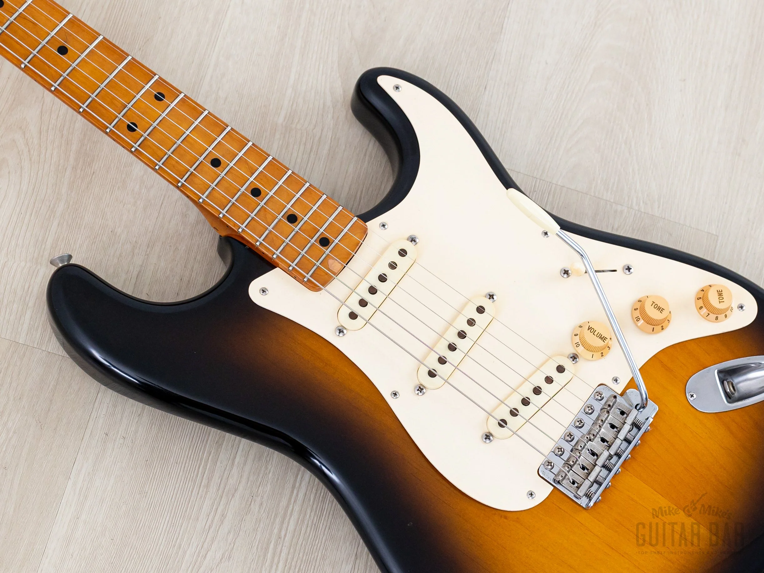 1987 Fender '57 Stratocaster ST57-115 Sunburst Lacquer w/ USA Pickups & Case, Japan MIJ Fujigen - Image 7
