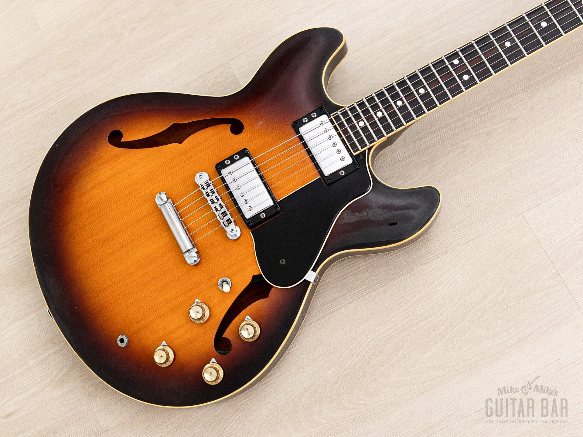 1987 Yamaha Super Axe SA-1800 Vintage Carved Top Semi-Hollow Guitar Brown Sunburst w/ Spinex Humbuckers, Case