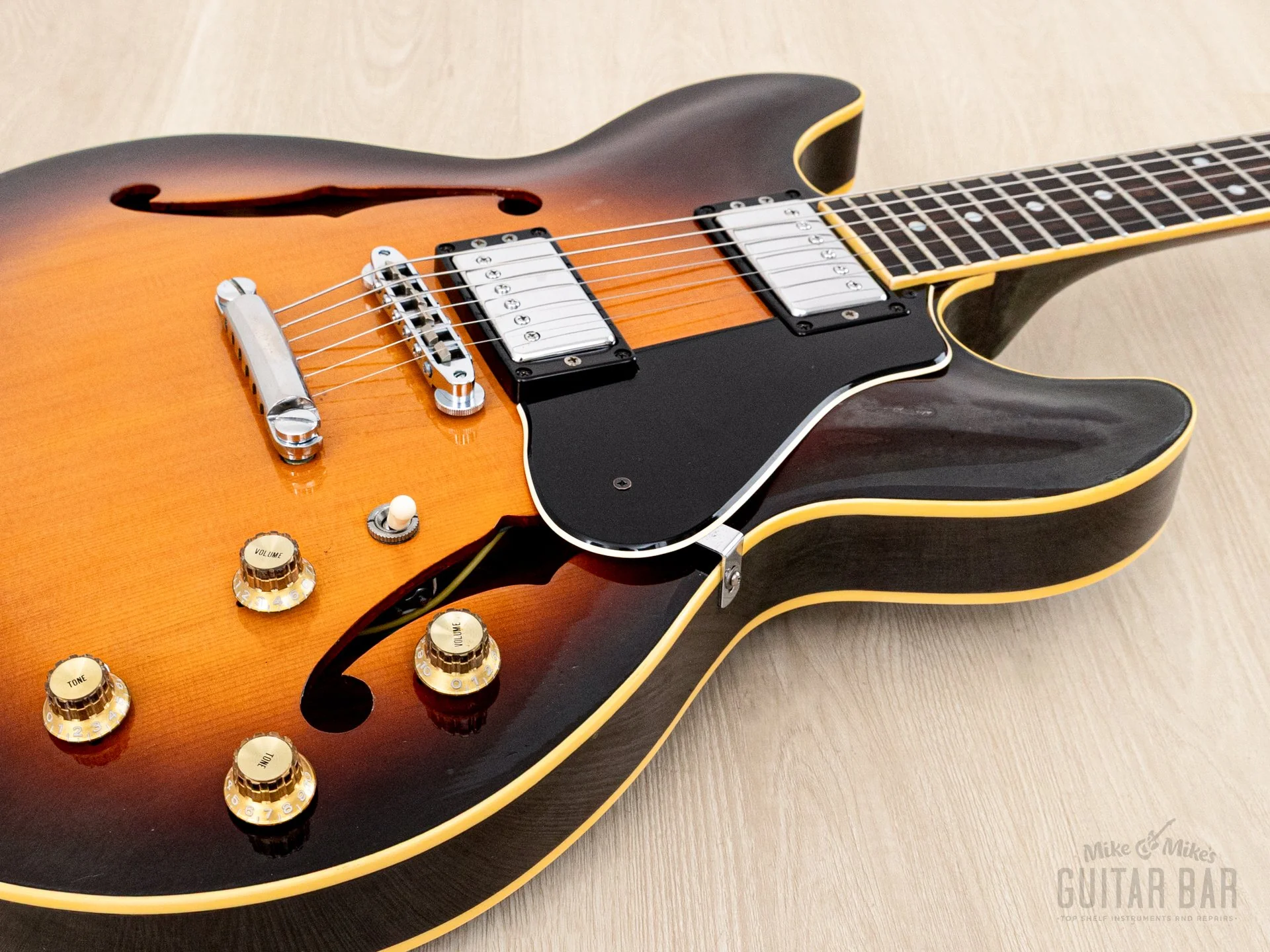 1987 Yamaha Super Axe SA-1800 Vintage Carved Top Semi-Hollow Guitar Brown Sunburst w/ Spinex Humbuckers, Case - Image 6