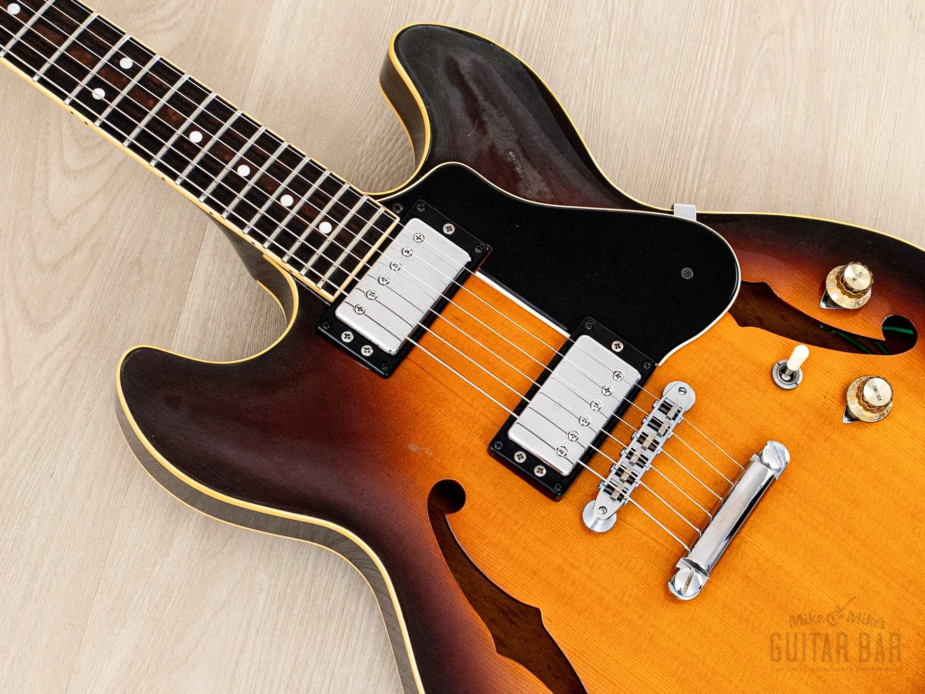 1987 Yamaha Super Axe SA-1800 Vintage Carved Top Semi-Hollow Guitar Brown Sunburst w/ Spinex Humbuckers, Case - Image 7