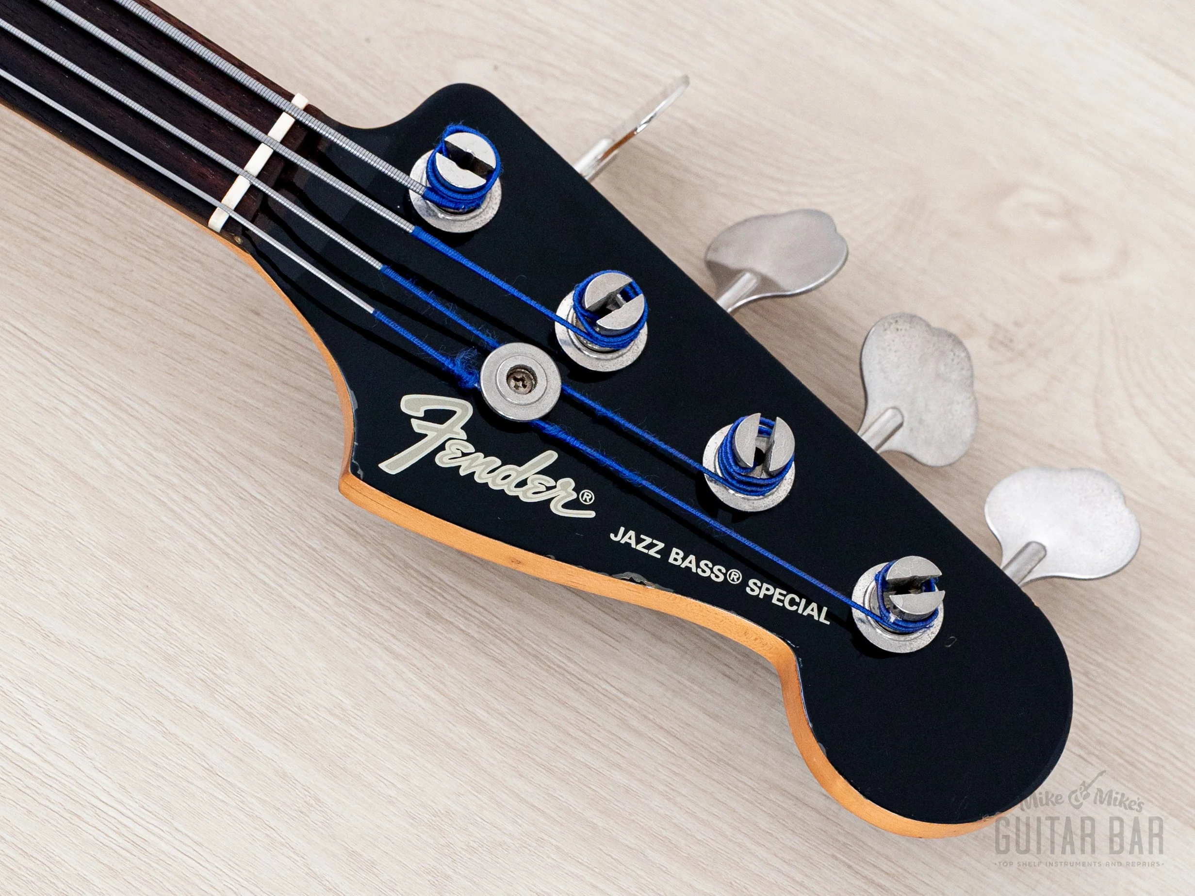 1988 Fender '62 Jazz Bass Fretless Order Made ‘62 JB62FL Black + Headstock w/ American Vintage Pickups, Japan MIJ Fujigen - Image 4