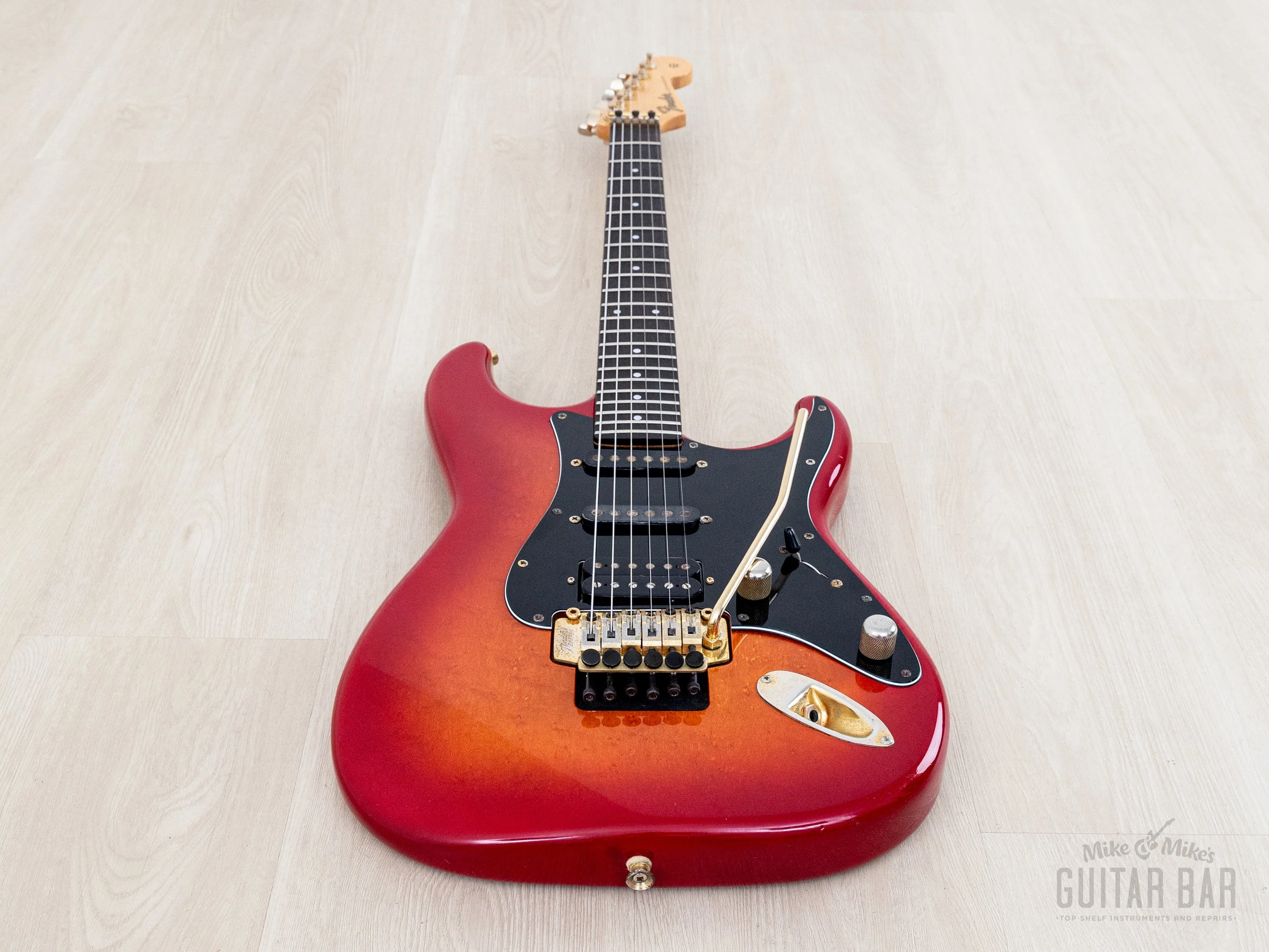 1988 Fender Pro Feel Stratocaster STR75 SSH Cherry Red Sunburst w/ Floyd Rose, Japan MIJ Fujigen - Image 11
