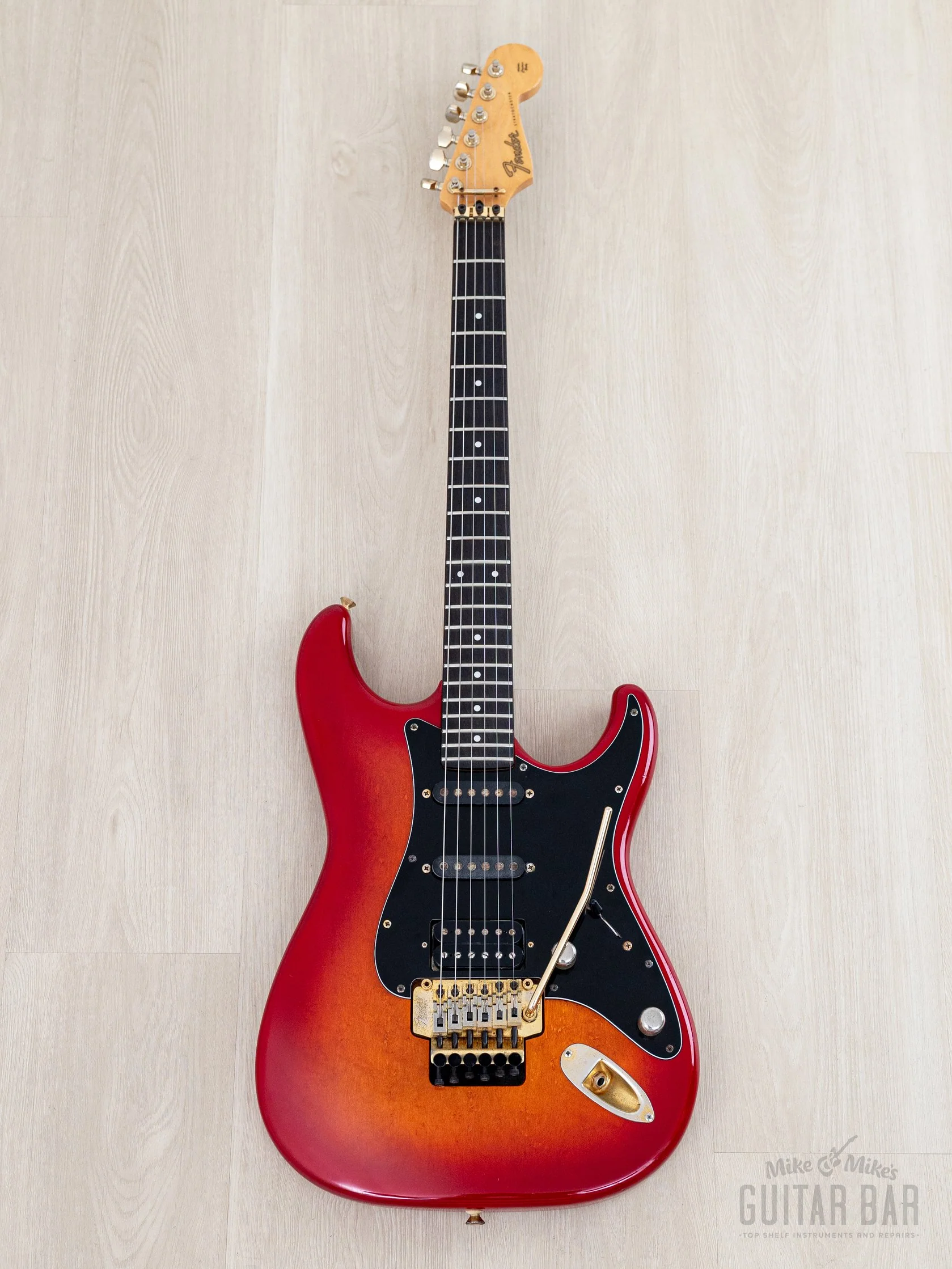 1988 Fender Pro Feel Stratocaster STR75 SSH Cherry Red Sunburst w/ Floyd Rose, Japan MIJ Fujigen - Image 2