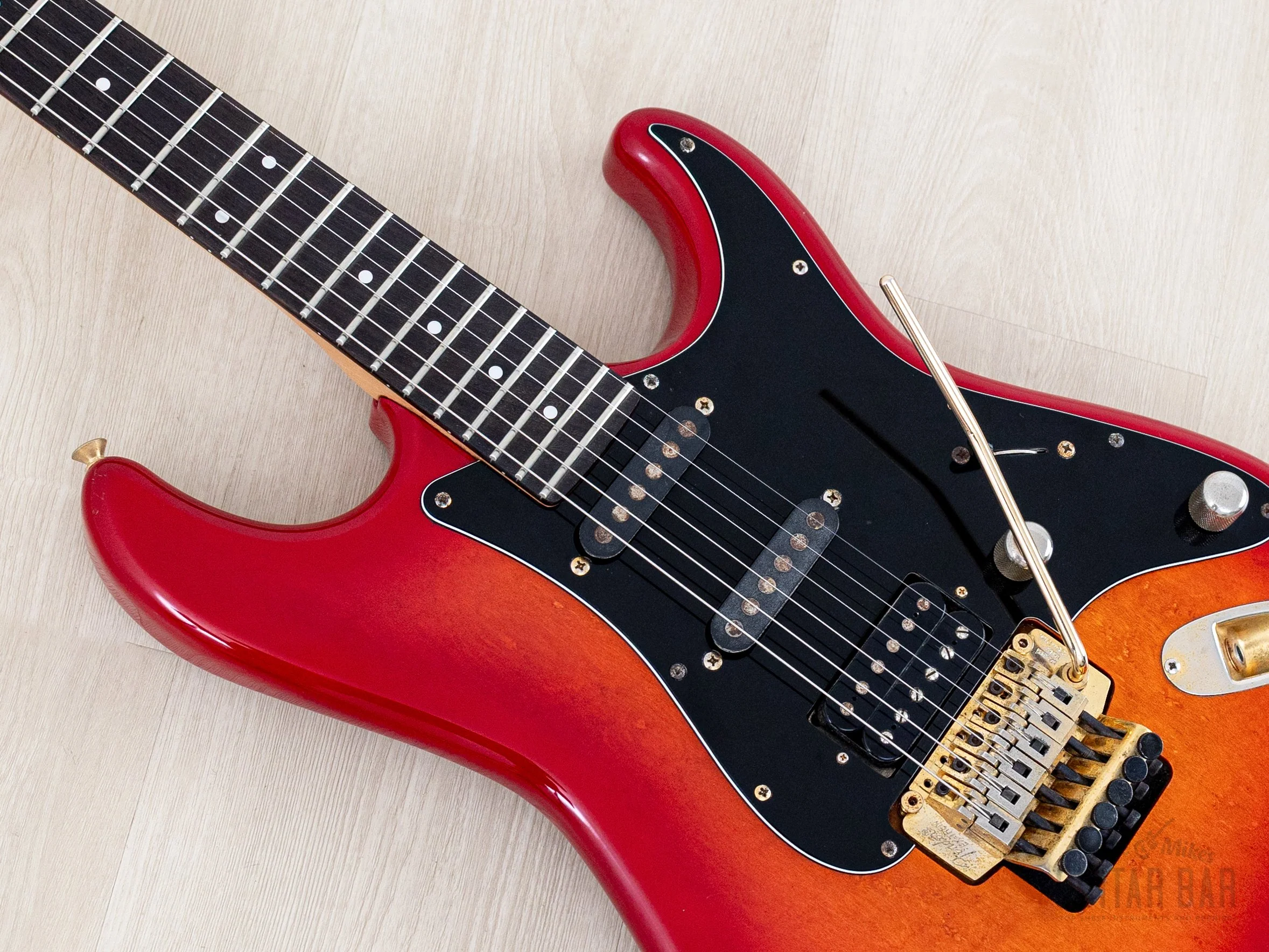 1988 Fender Pro Feel Stratocaster STR75 SSH Cherry Red Sunburst w/ Floyd Rose, Japan MIJ Fujigen - Image 7