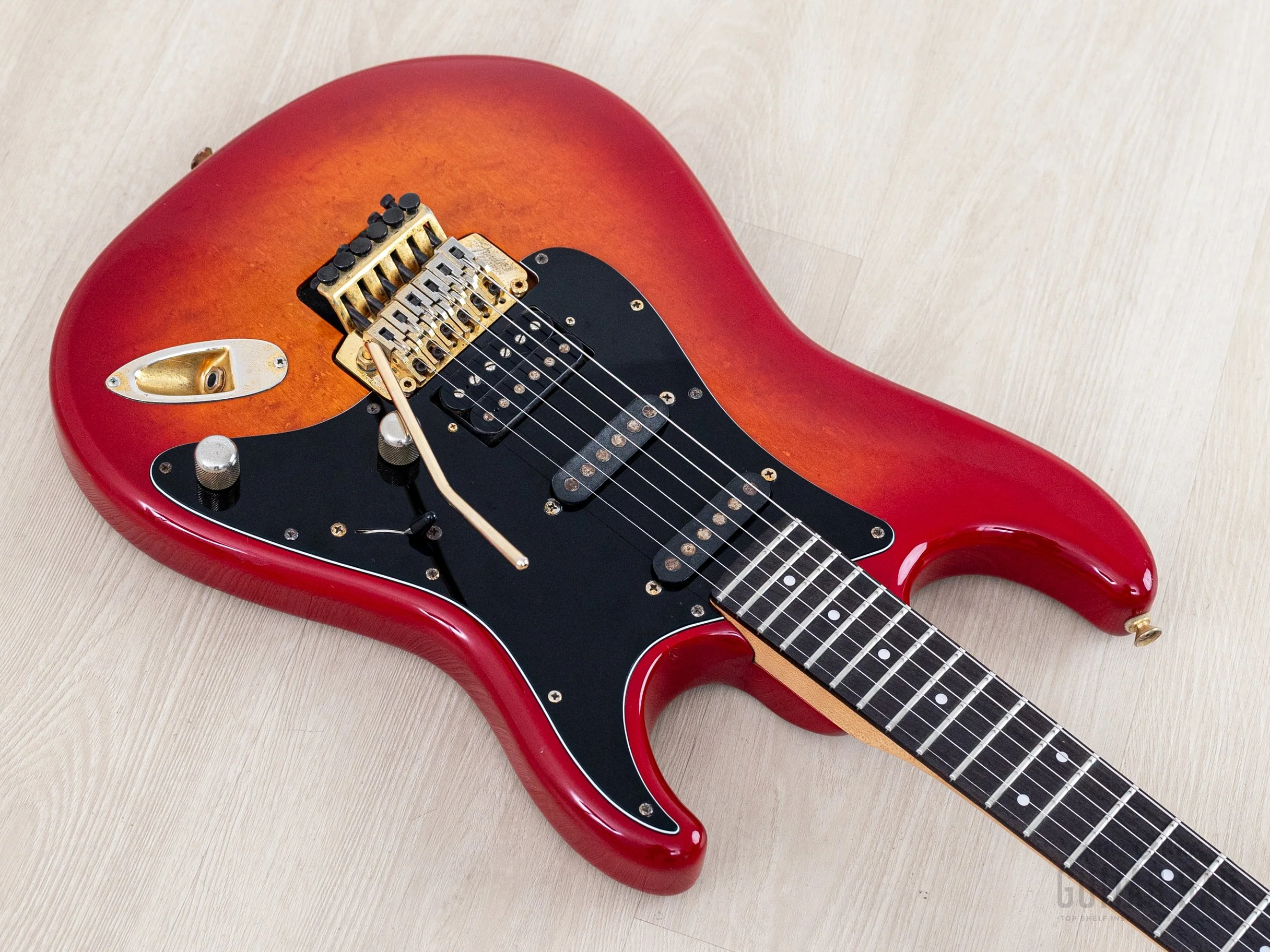 1988 Fender Pro Feel Stratocaster STR75 SSH Cherry Red Sunburst w/ Floyd Rose, Japan MIJ Fujigen - Image 9