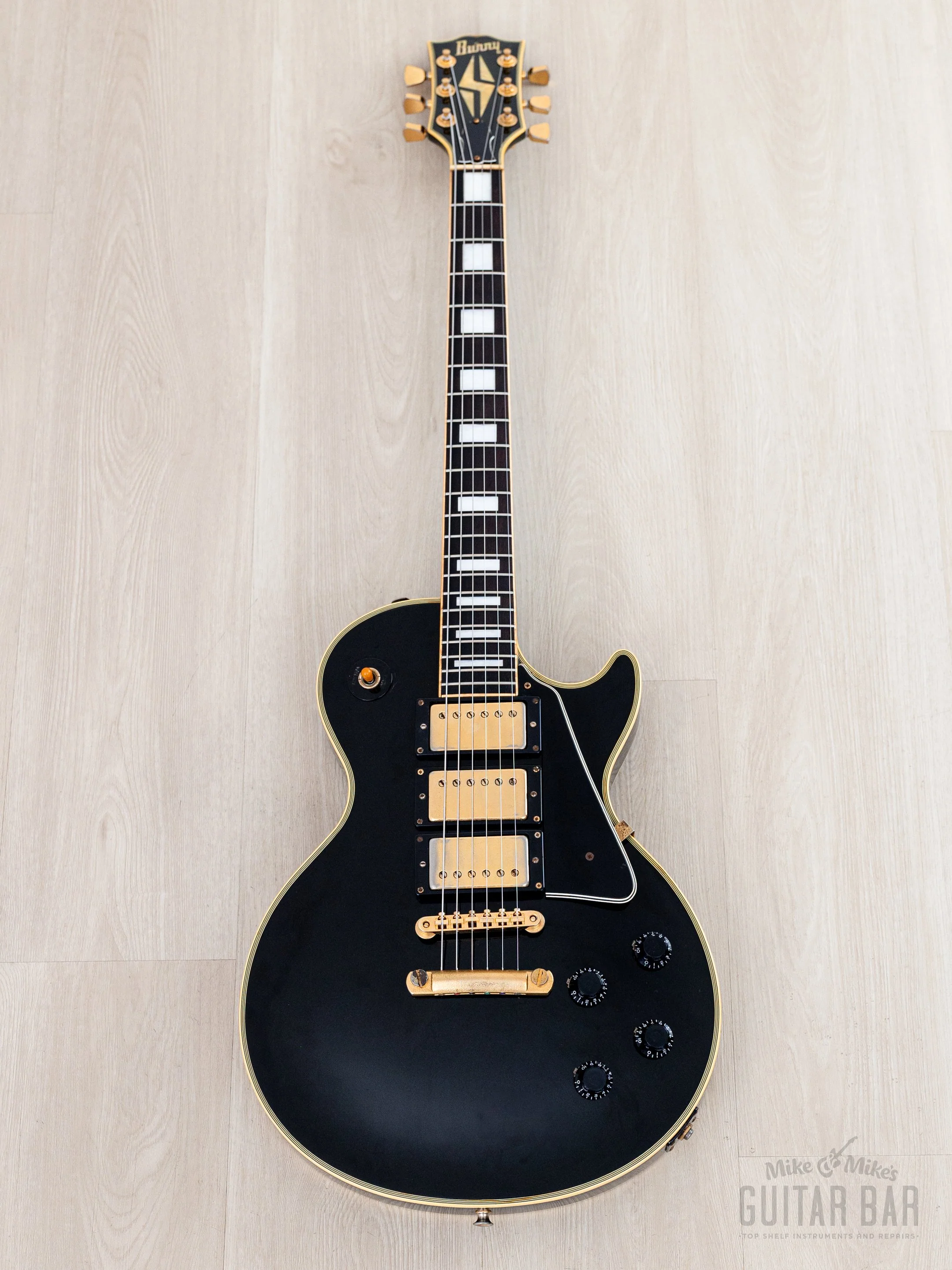 1989 Burny Black Beauty Custom '57 Model RLC-65 3 Pickup w/ VH-3 Pickups, Japan Fernandes - Image 2