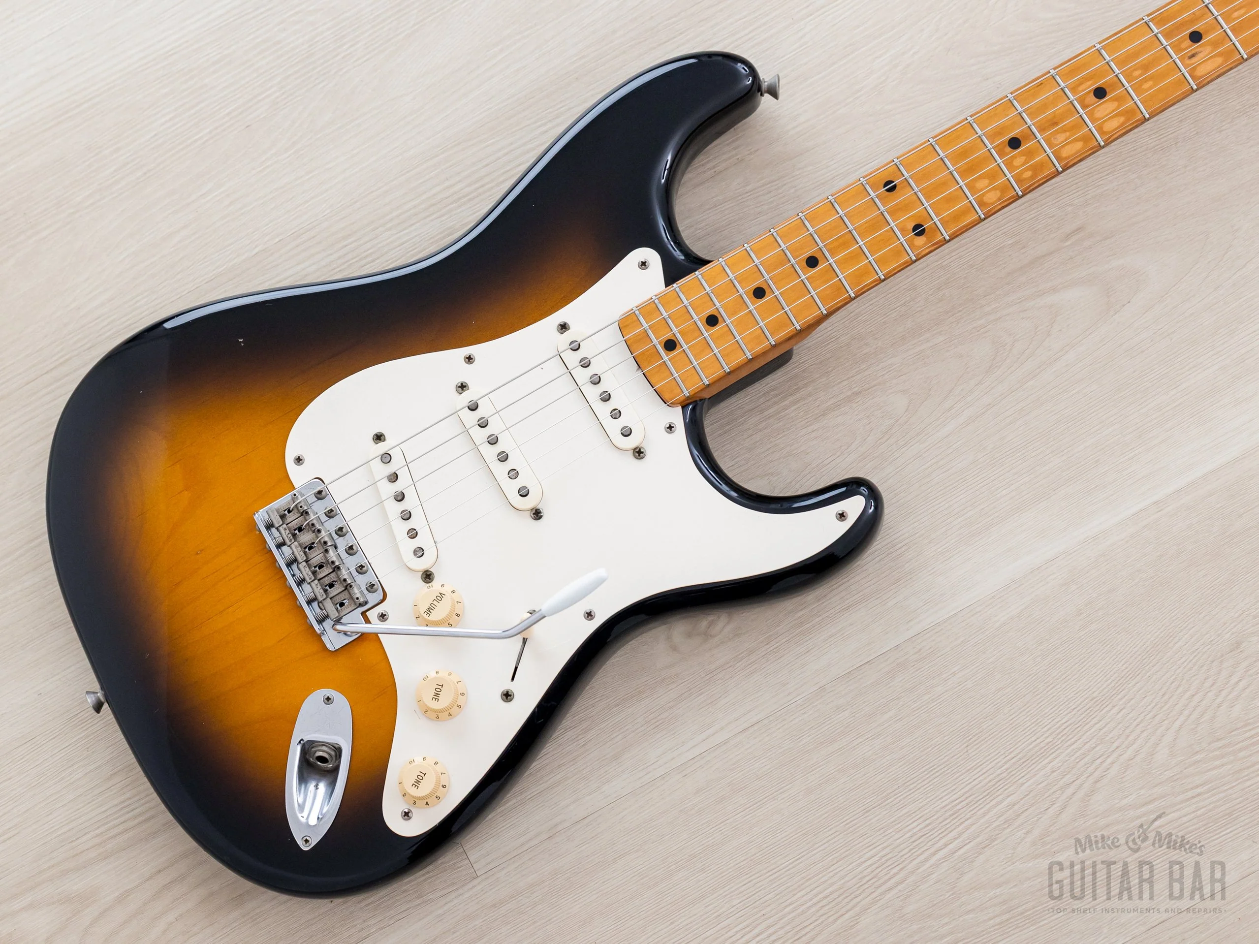 1989 Fender ExTrad Stratocaster ‘57 Vintage Reissue ST57-140 Sunburst Lacquer w/ USA Pickups & Case, Japan MIJ Fujigen