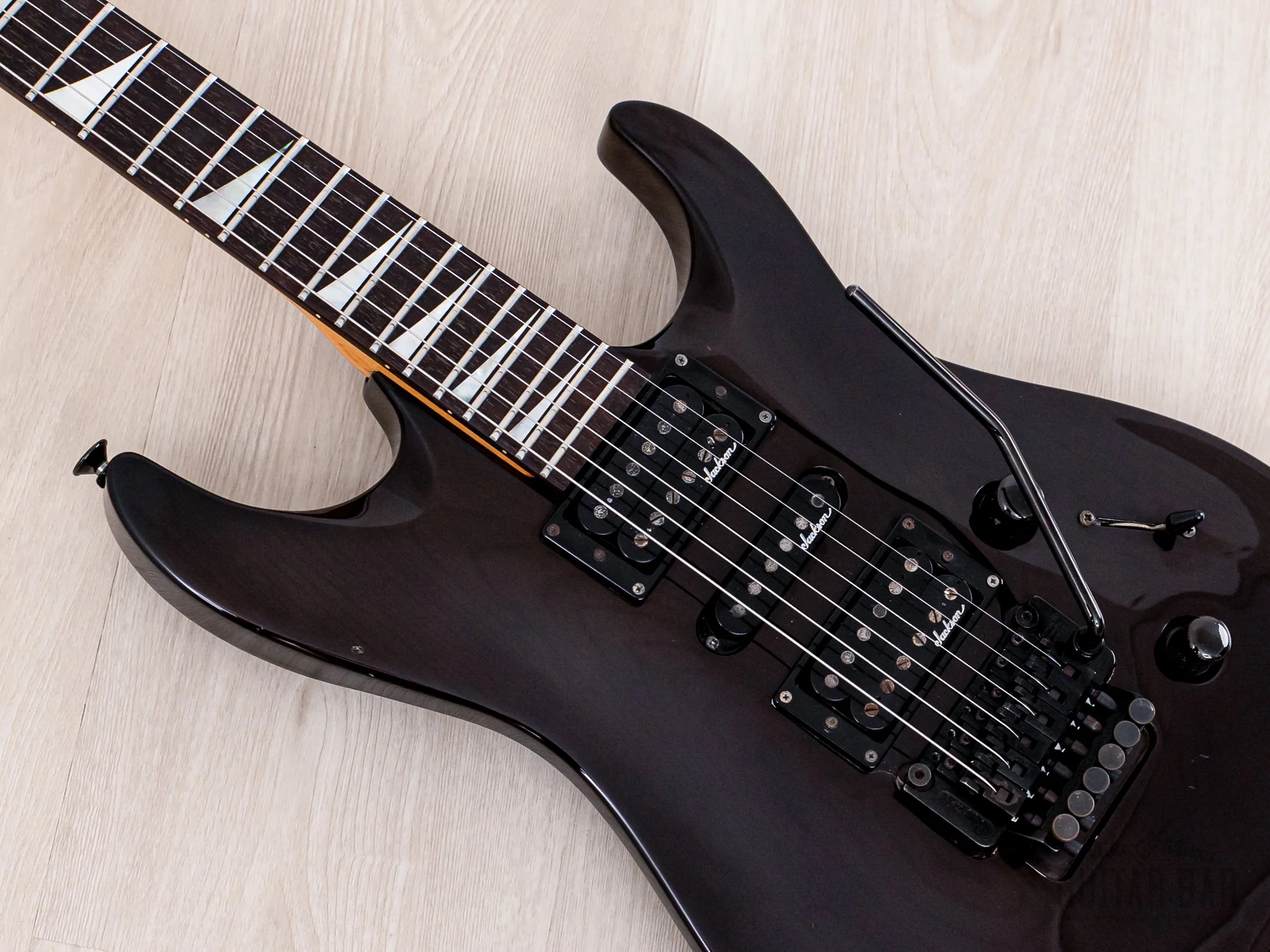1990 Charvel by Jackson Dinky Arched-Top DKA-115-HSH See-Through Brown w/ Floyd Rose - Image 7