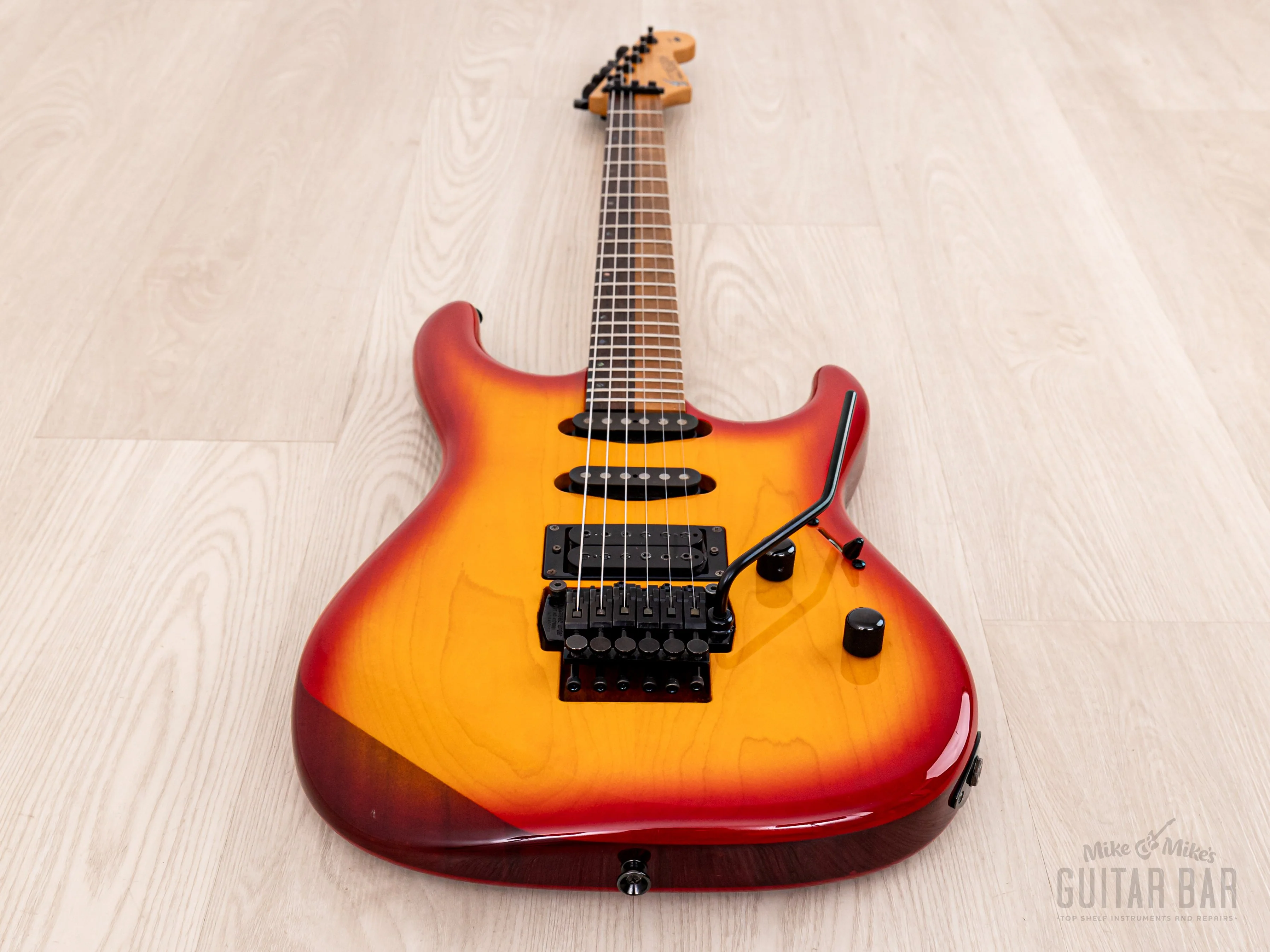 1990 Edwards by ESP Vision Alpha SSH Superstrat Cherry Sunburst w/ Floyd Rose - Image 10