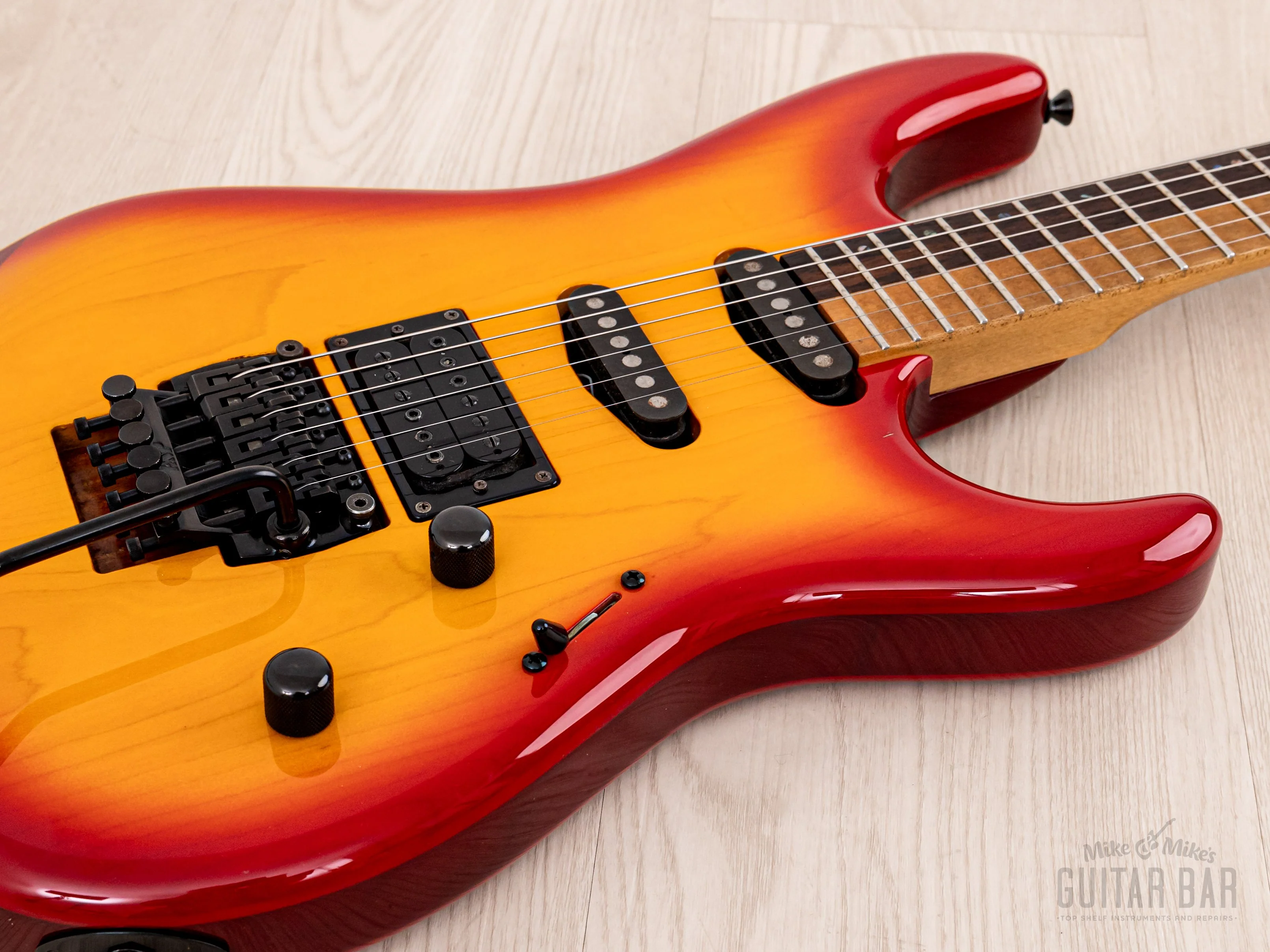1990 Edwards by ESP Vision Alpha SSH Superstrat Cherry Sunburst w/ Floyd Rose - Image 6