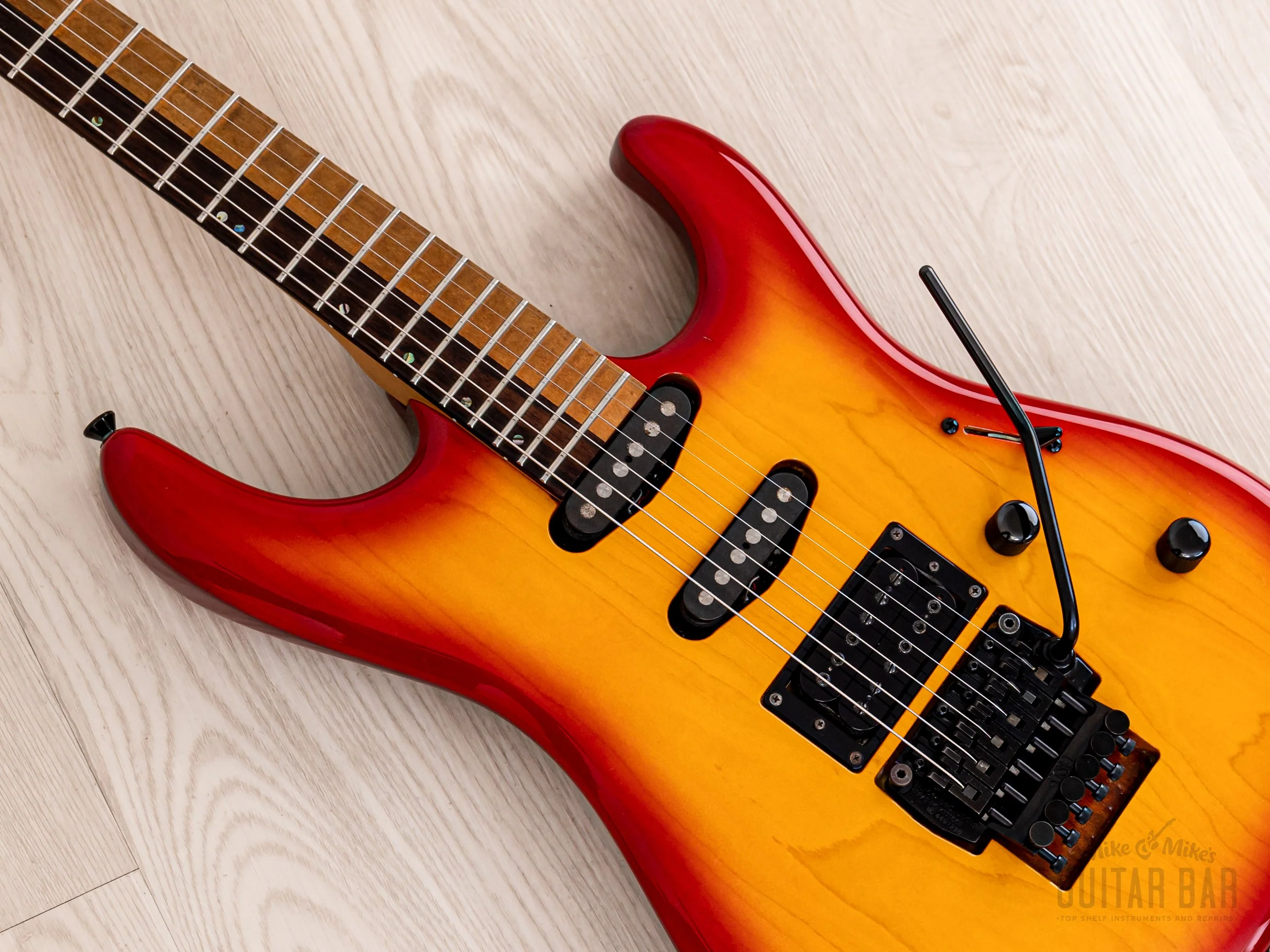 1990 Edwards by ESP Vision Alpha SSH Superstrat Cherry Sunburst w/ Floyd Rose - Image 7