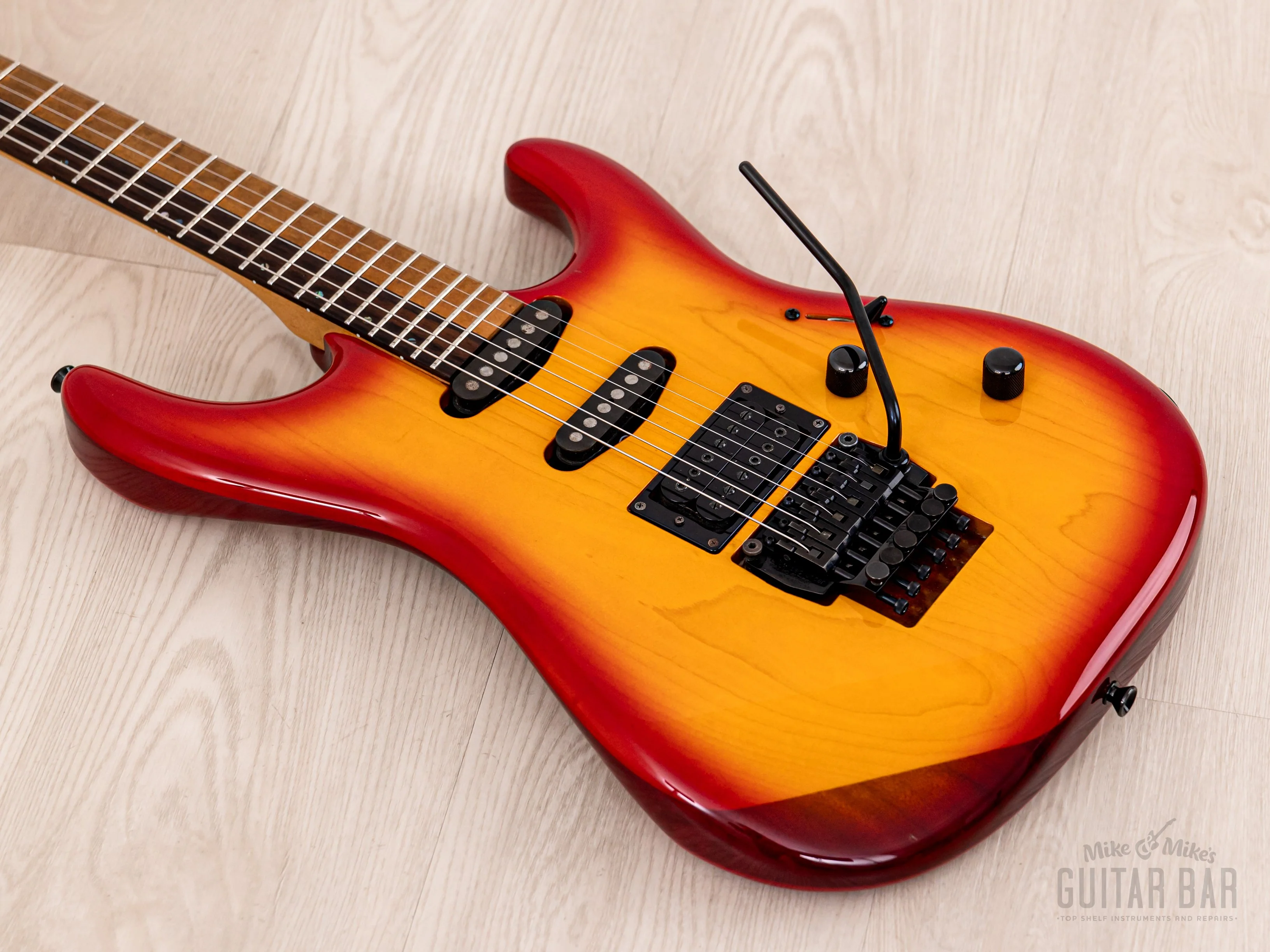 1990 Edwards by ESP Vision Alpha SSH Superstrat Cherry Sunburst w/ Floyd Rose - Image 9