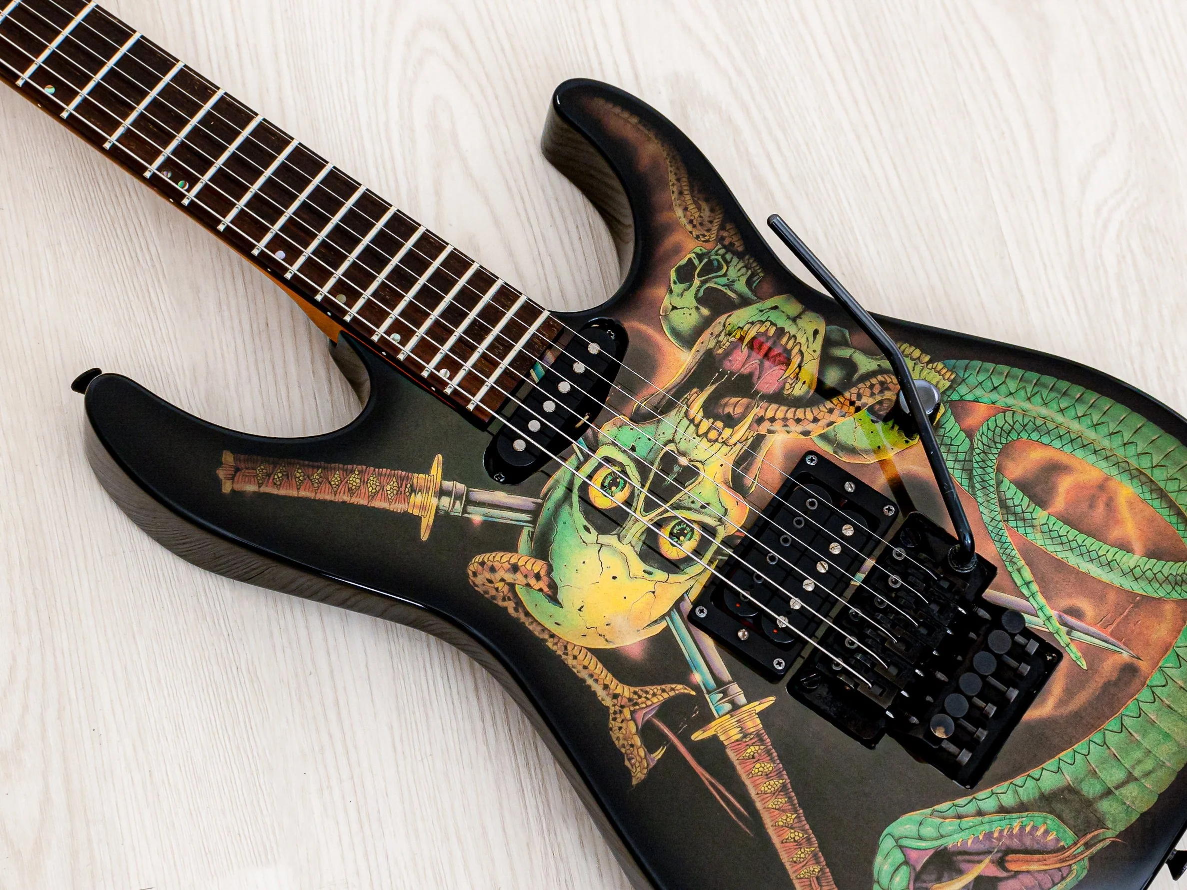 1990 ESP George Lynch Skull & Snakes Signature Model Haji, 100% Original & Near-Mint - Image 7