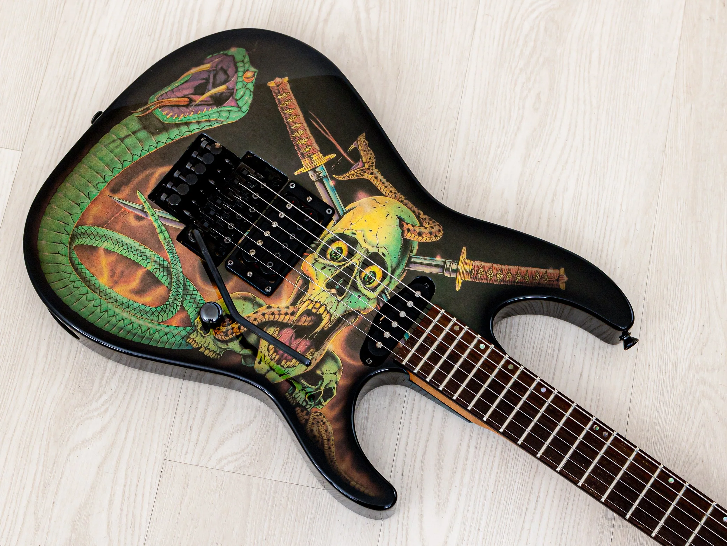 1990 ESP George Lynch Skull & Snakes Signature Model Haji, 100% Original & Near-Mint - Image 9