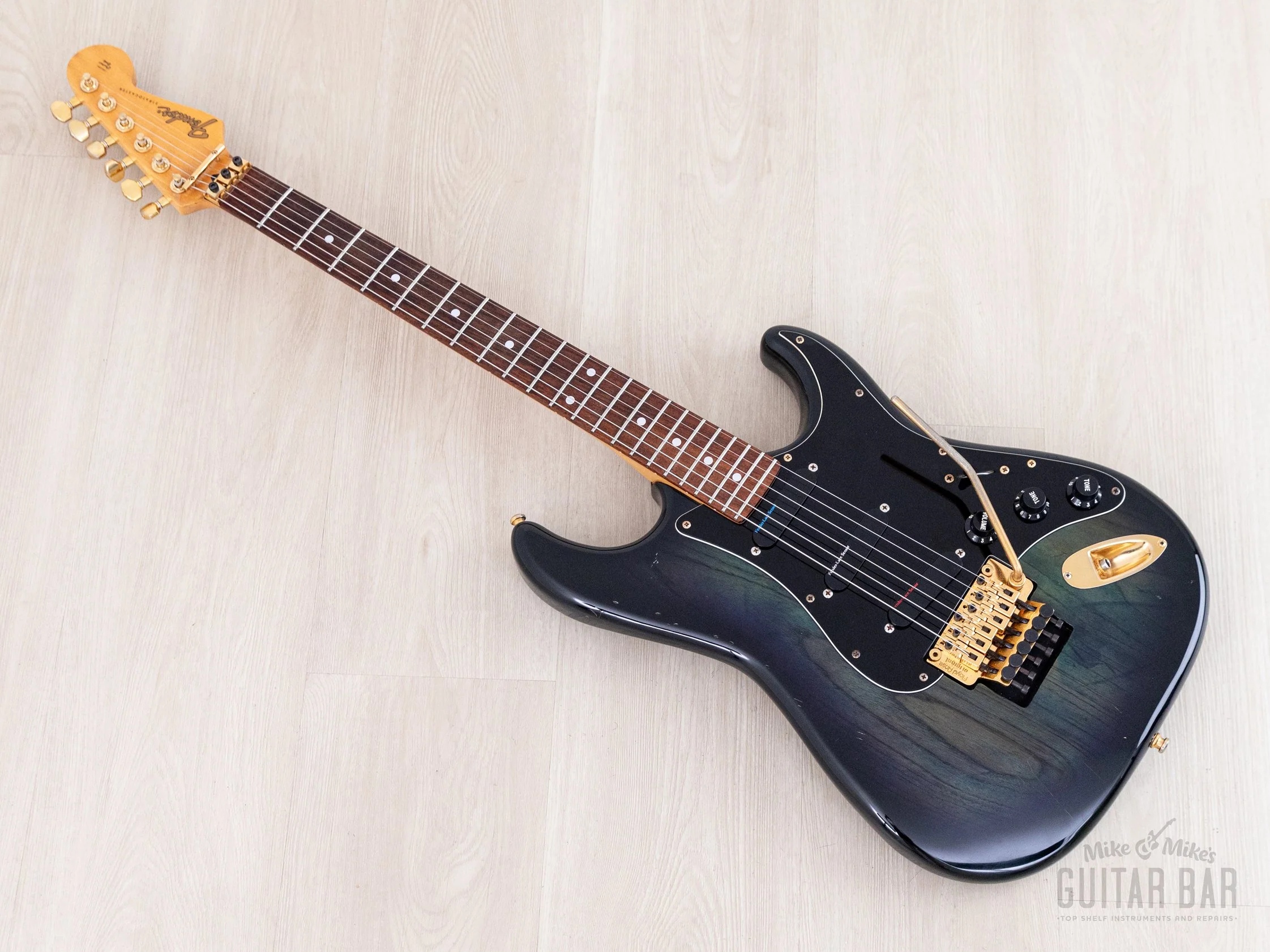 1990 Fender Pro Feel Stratocaster STR-130LS/FO Blueberry Burst w/ Lace Sensor & Floyd Rose, Japan MIJ Fujigen - Image 12