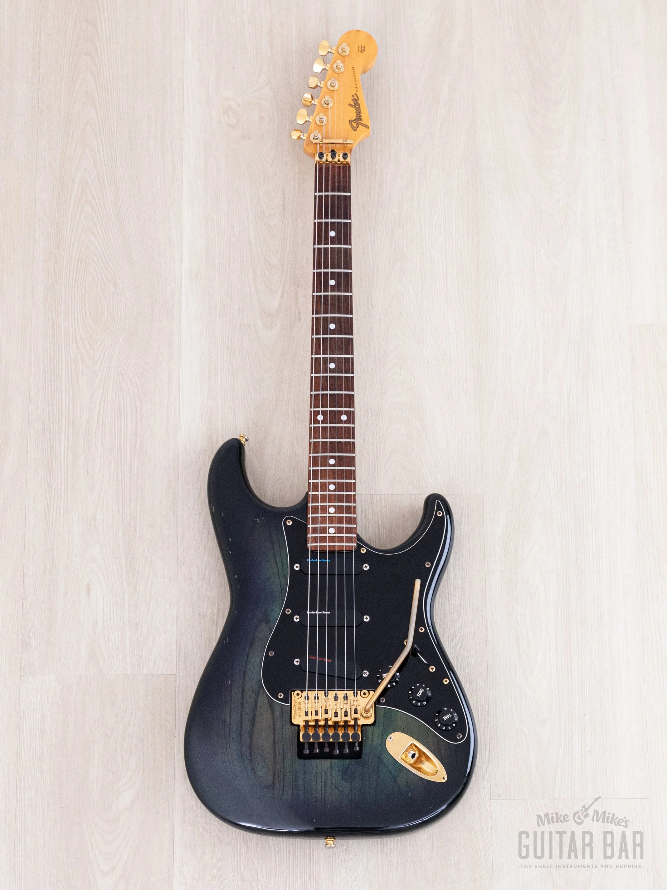 1990 Fender Pro Feel Stratocaster STR-130LS/FO Blueberry Burst w/ Lace Sensor & Floyd Rose, Japan MIJ Fujigen - Image 2