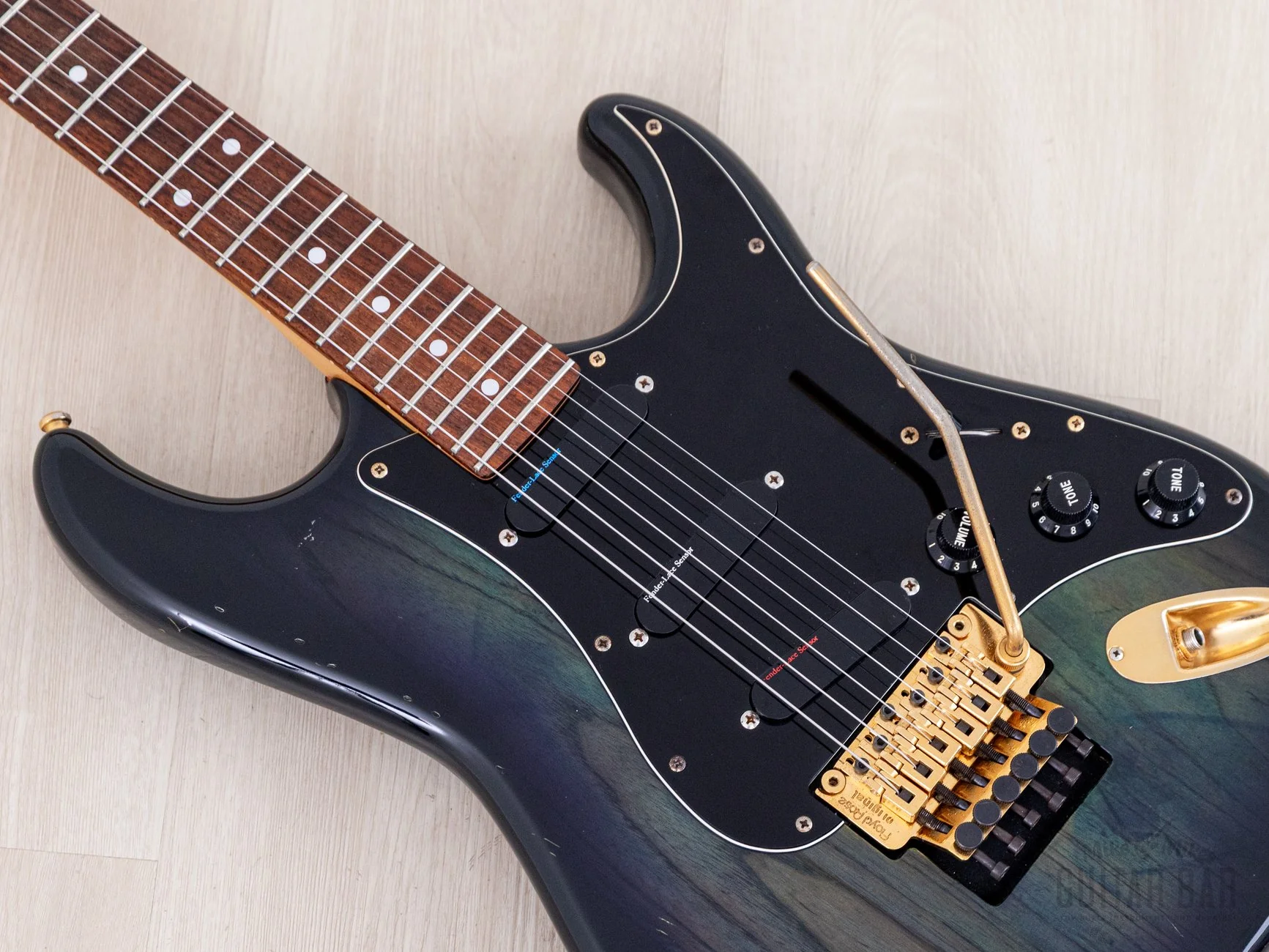 1990 Fender Pro Feel Stratocaster STR-130LS/FO Blueberry Burst w/ Lace Sensor & Floyd Rose, Japan MIJ Fujigen - Image 7