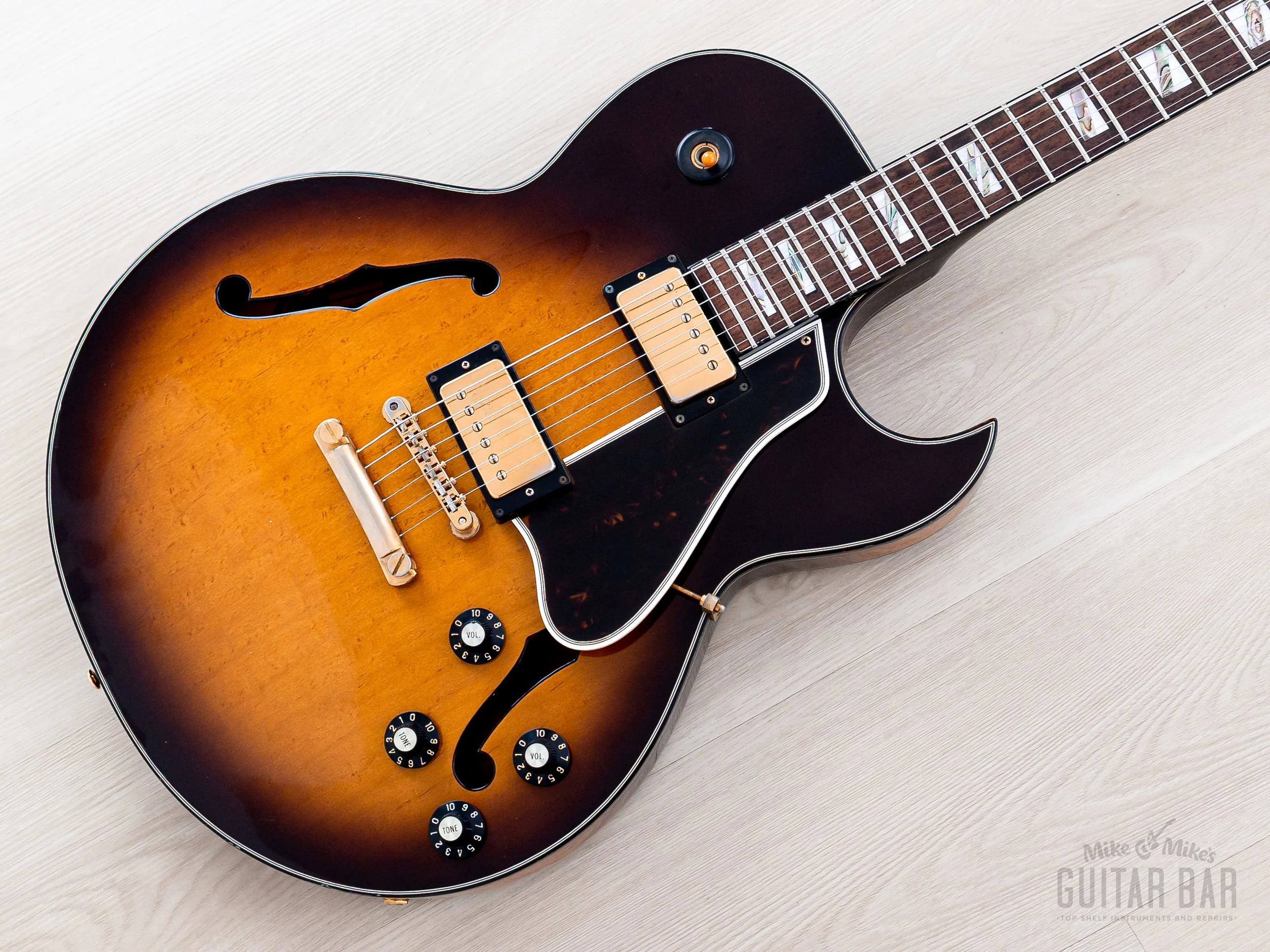1990 Greco RS-90 Clear Sound Project Vintage Semi-Hollow ES-Style Guitar Sunburst, Japan Fujigen