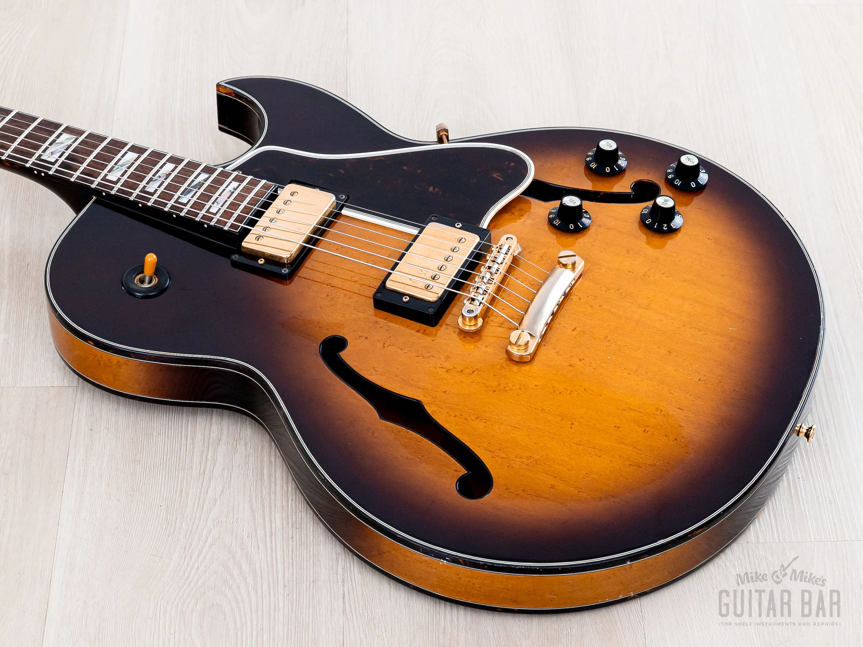 1990 Greco RS-90 Clear Sound Project Vintage Semi-Hollow ES-Style Guitar Sunburst, Japan Fujigen - Image 10